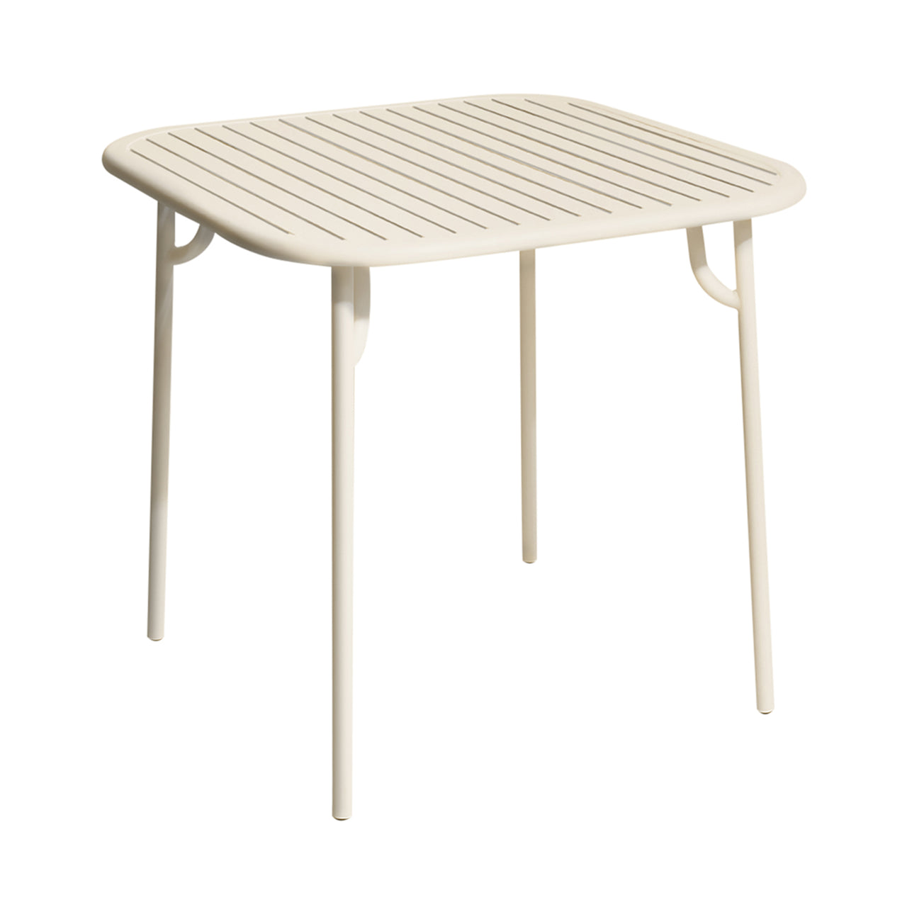 Week-End Square Dining Table with Slats: Ivory