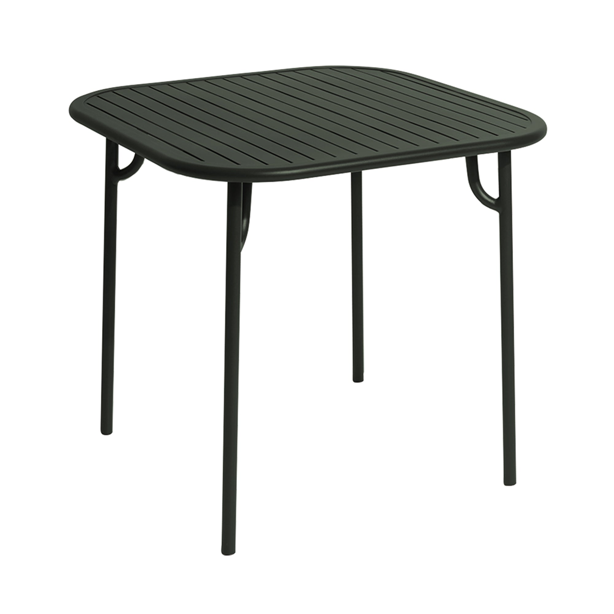 Week-End Square Dining Table with Slats: Glass Green
