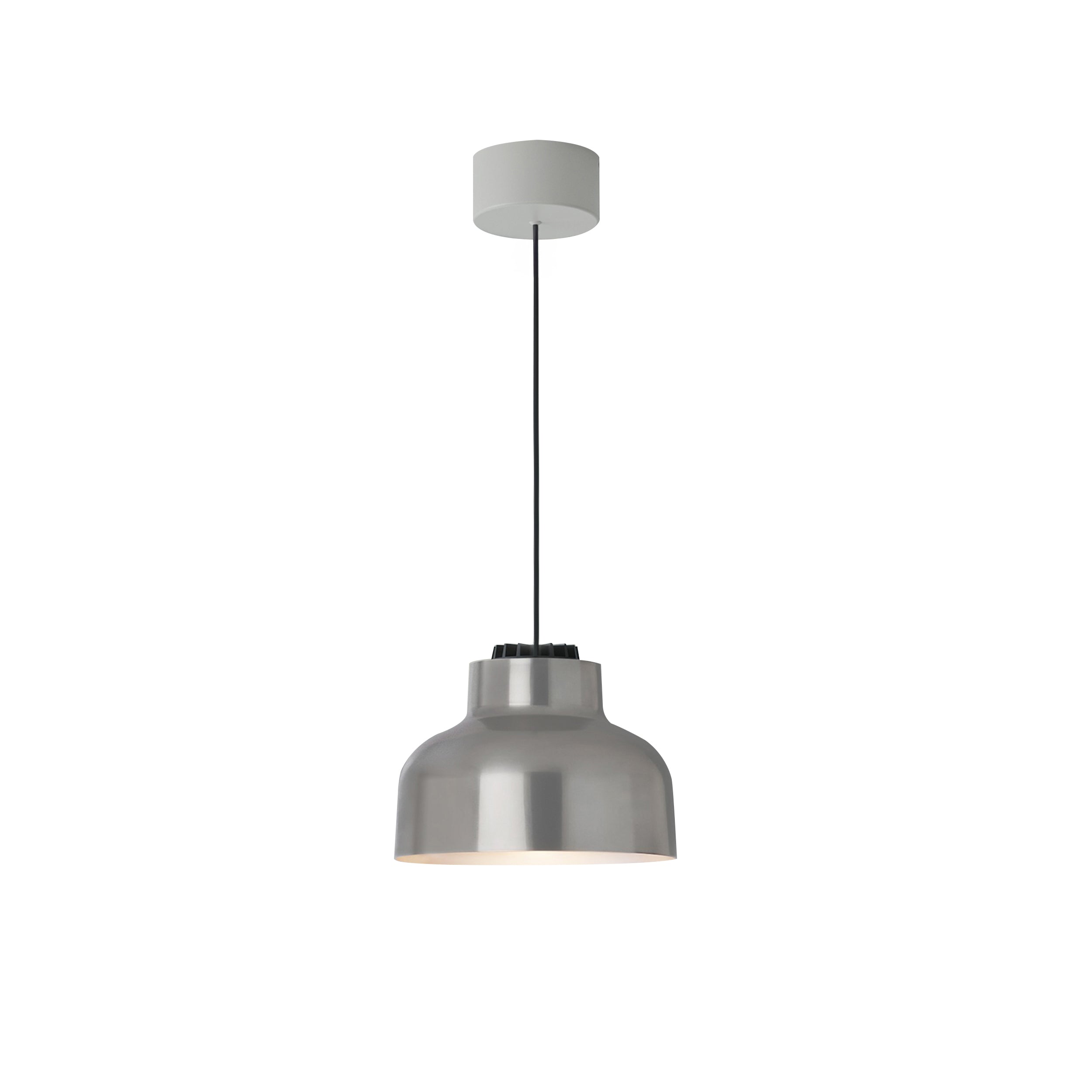 M64 Pendant Lamp: Polished Aluminum + White