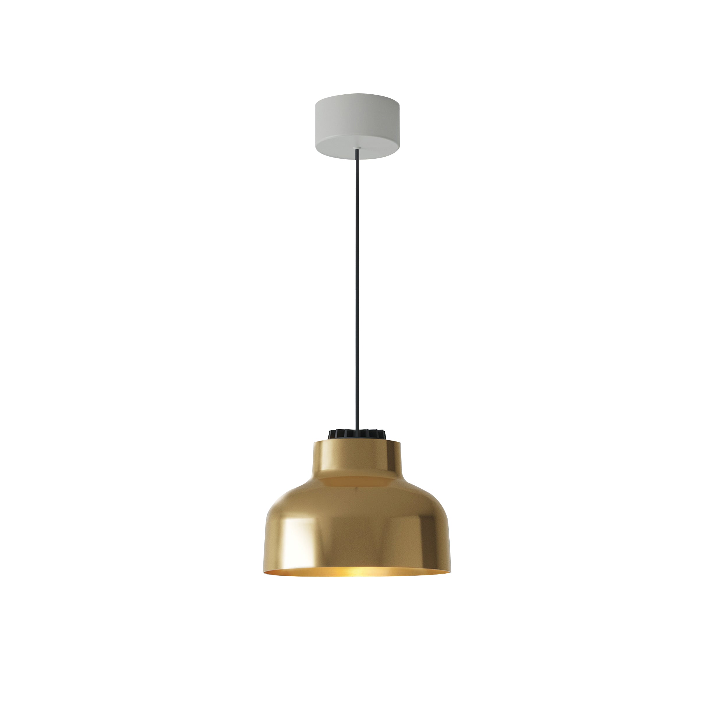 M64 Pendant Lamp: Polished Brass + White