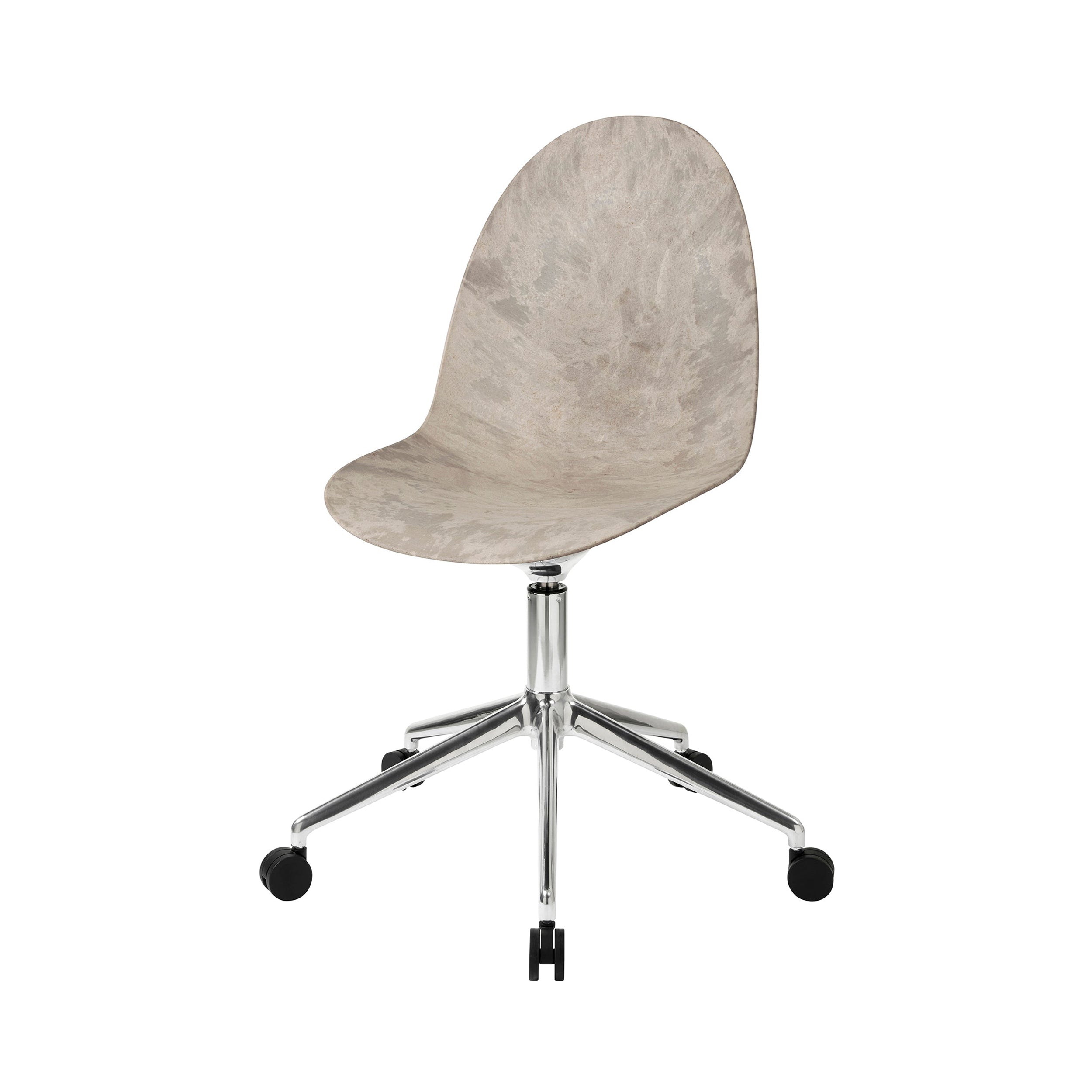 Eternity Swivel Chair with Castor: Wood Waste Grey + Polished Aluminum