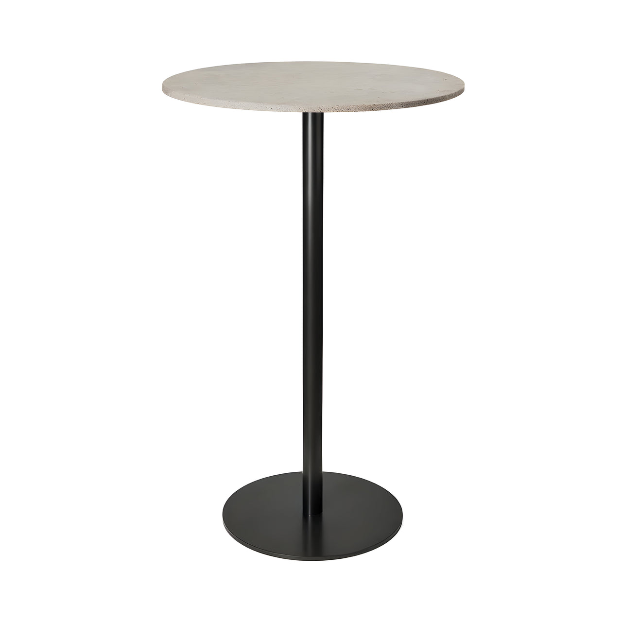 Mater Bar Table: Round + Wood Waste Grey