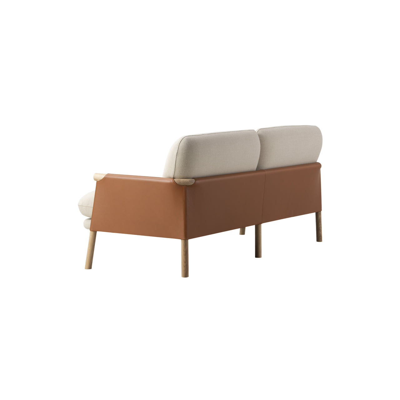 Savannah Sofa: 2 Seater + Light Oiled Oak + Cognac