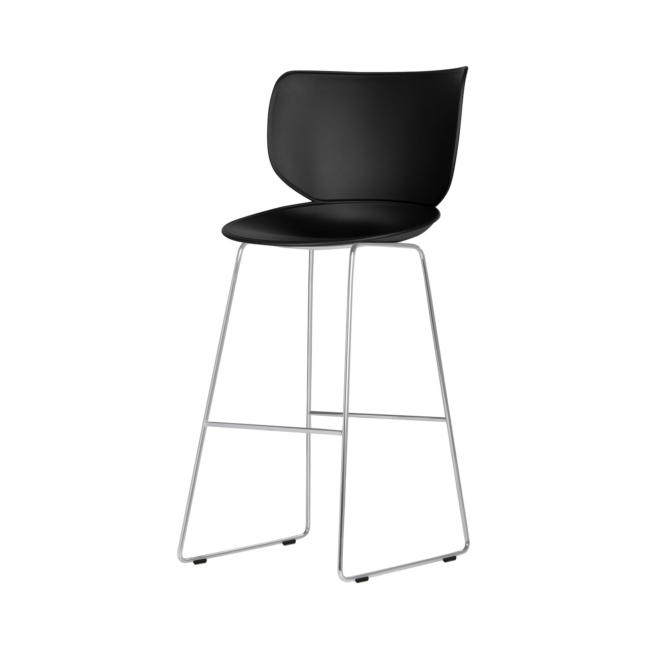 Hana Bar + Counter Stool: Set of 2 + Bar + Chrome + Black