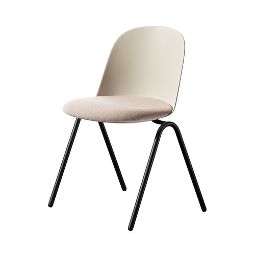 Mariolina Stacking Conference Chair: Seat Upholstered - Set of 2 + Lacquered Silk Grey + Lacquered Black