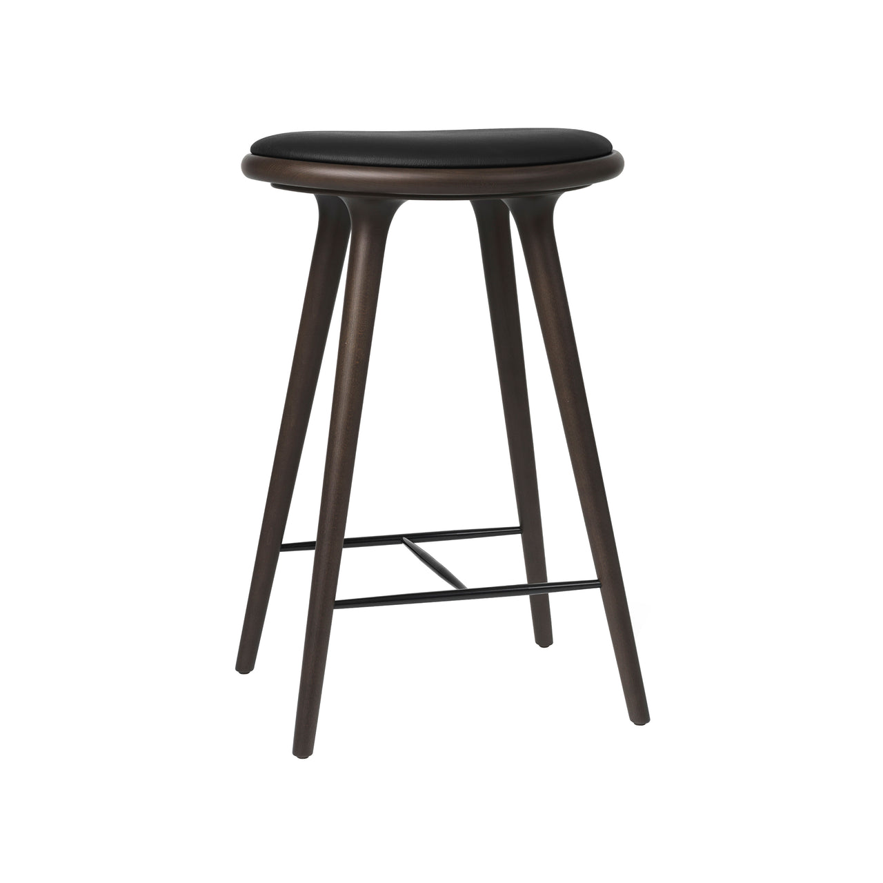 High Stool: Counter + Dark Stained Beech + Black Leather