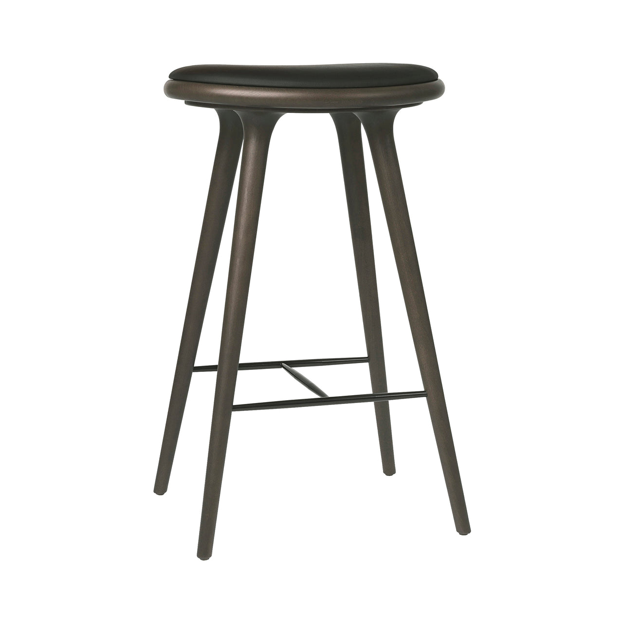 High Stool: Bar + Grey Stained Beech + Black Leather