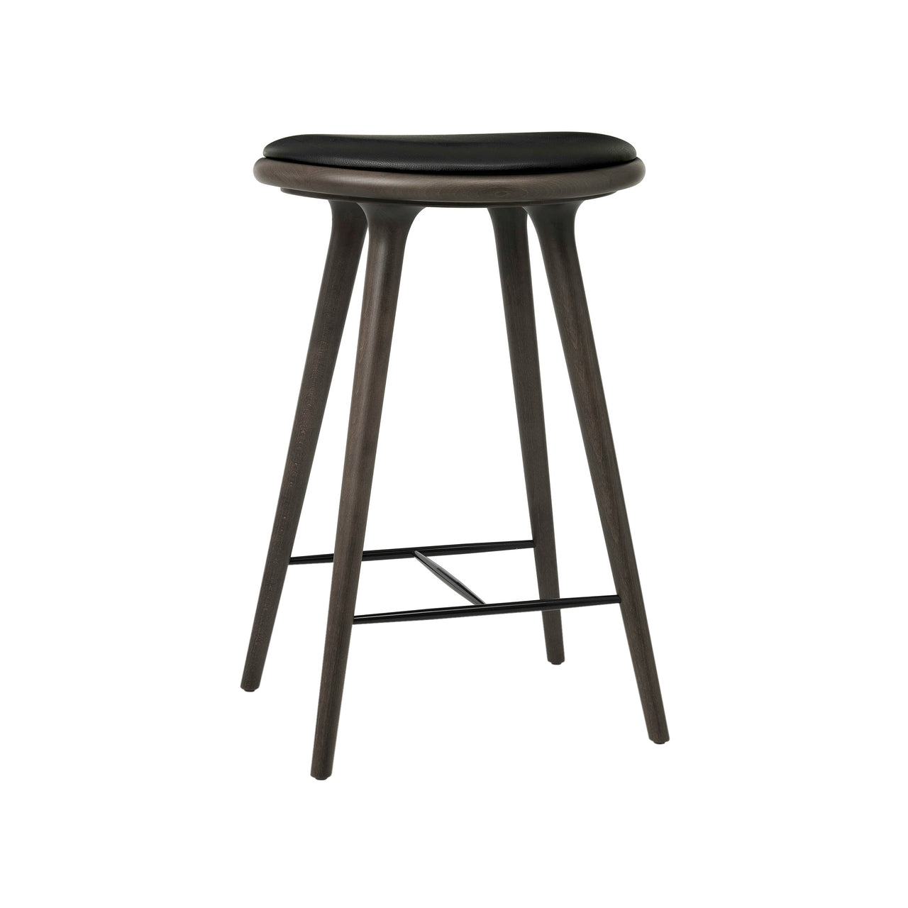 High Stool: Counter + Grey Stained Beech + Black Leather