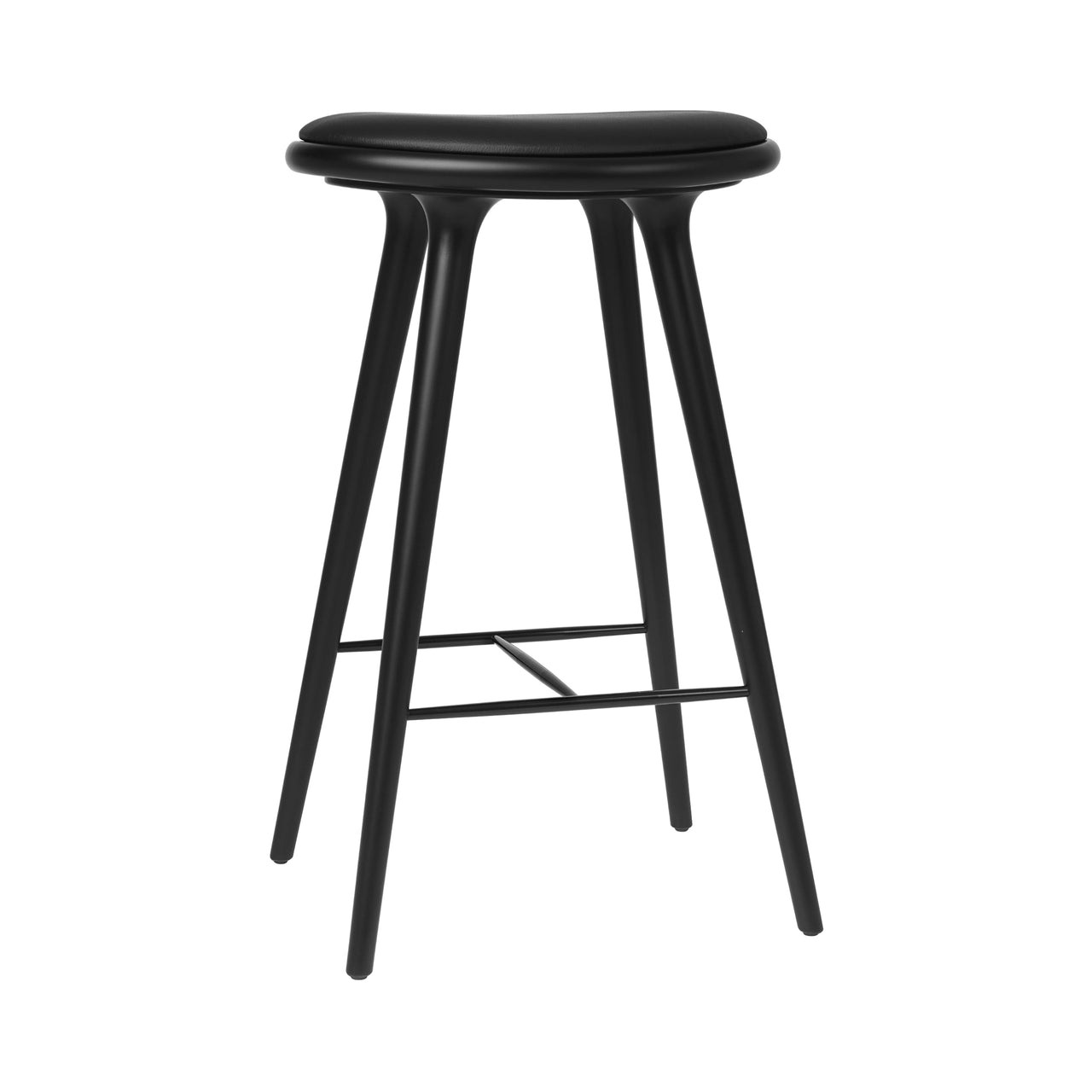 High Stool: Bar + Black Stained Beech + Black Leather