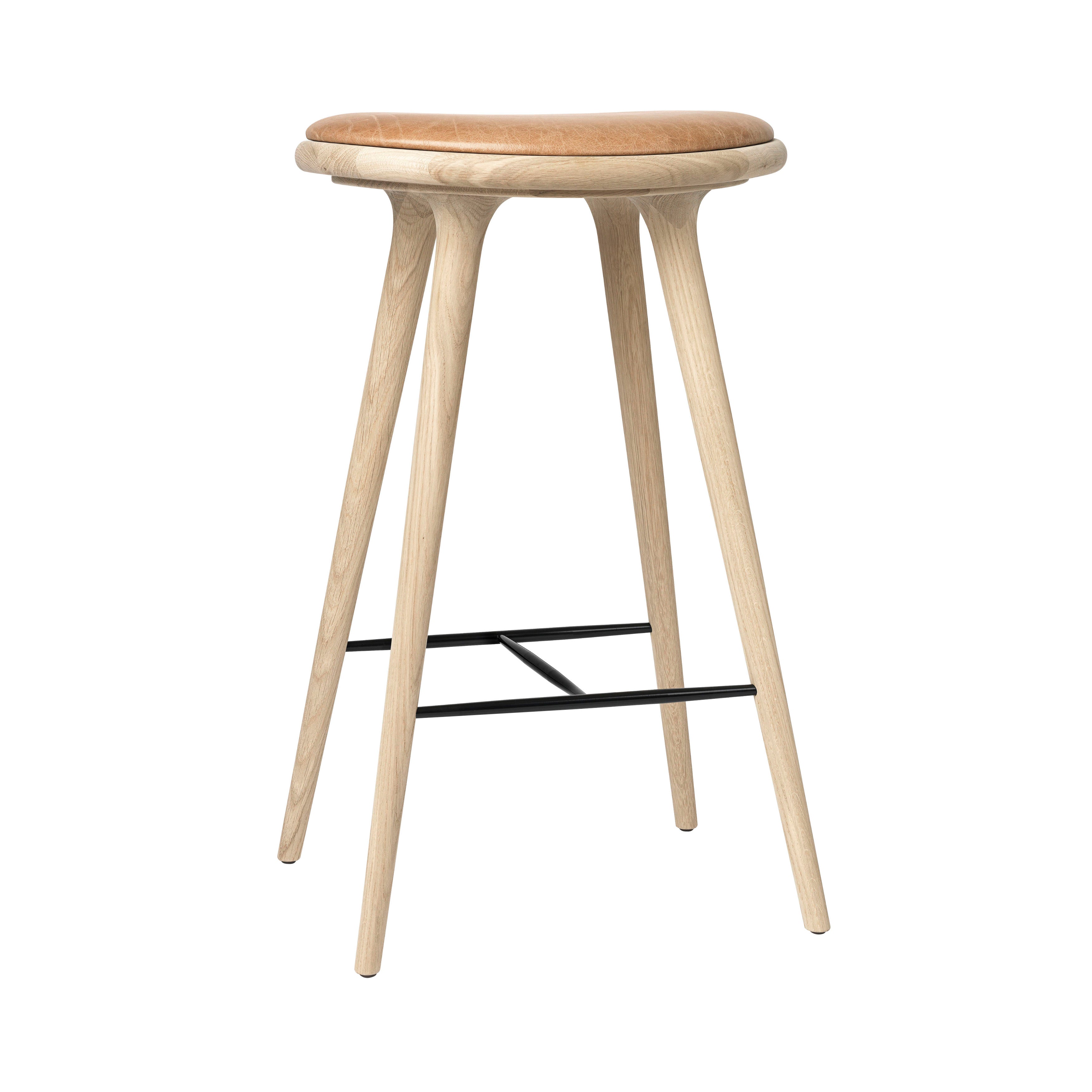 High Stool: Bar + Soaped Oak + Natural Tanned Leather
