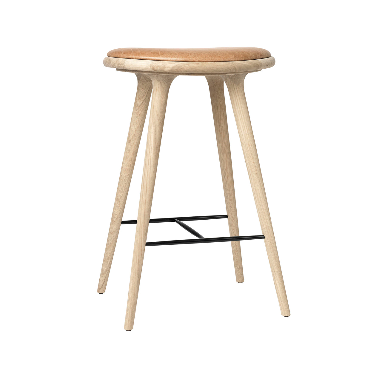 High Stool: Counter + Soaped Oak + Natural Tanned Leather