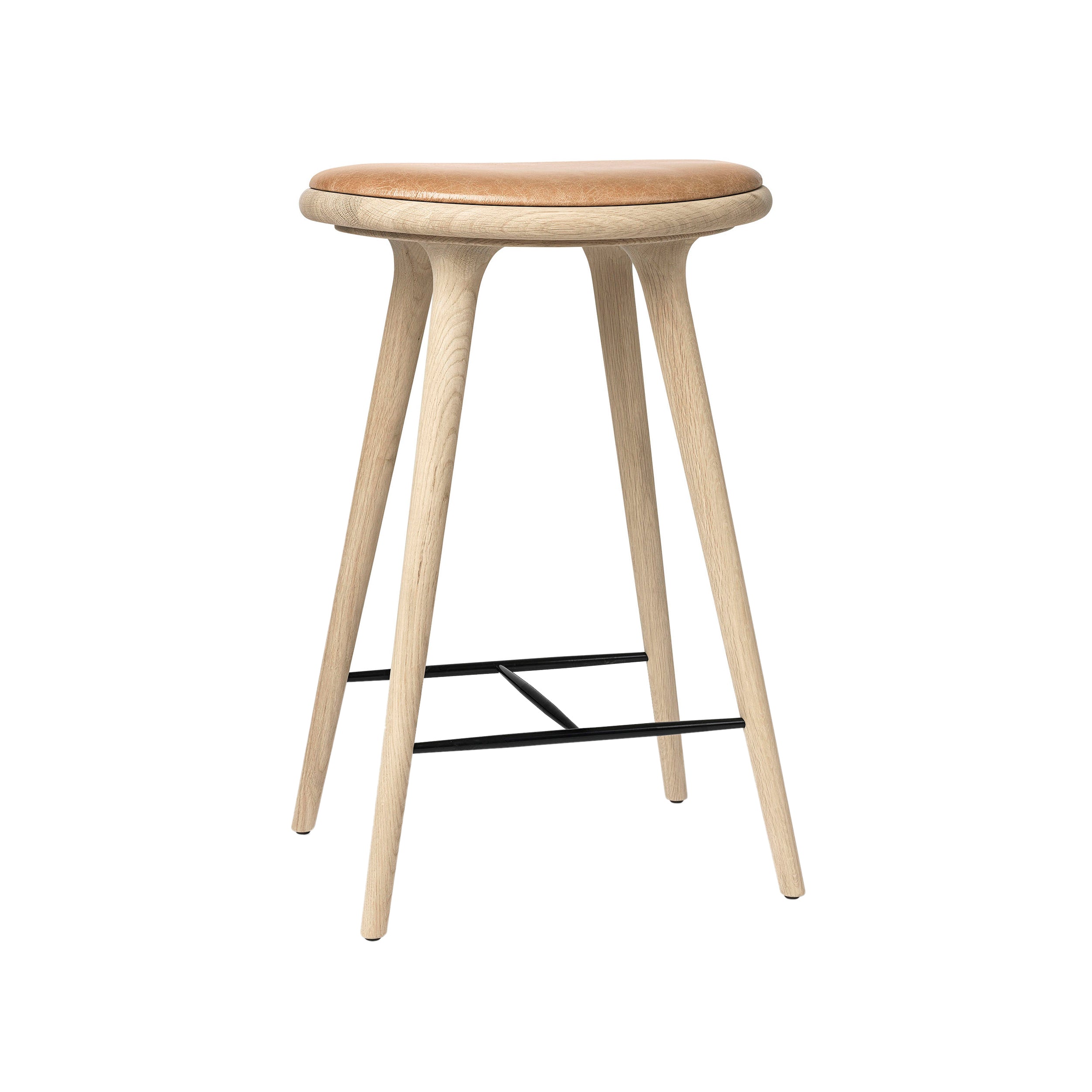 High Stool: Counter + Soaped Oak + Natural Tanned Leather
