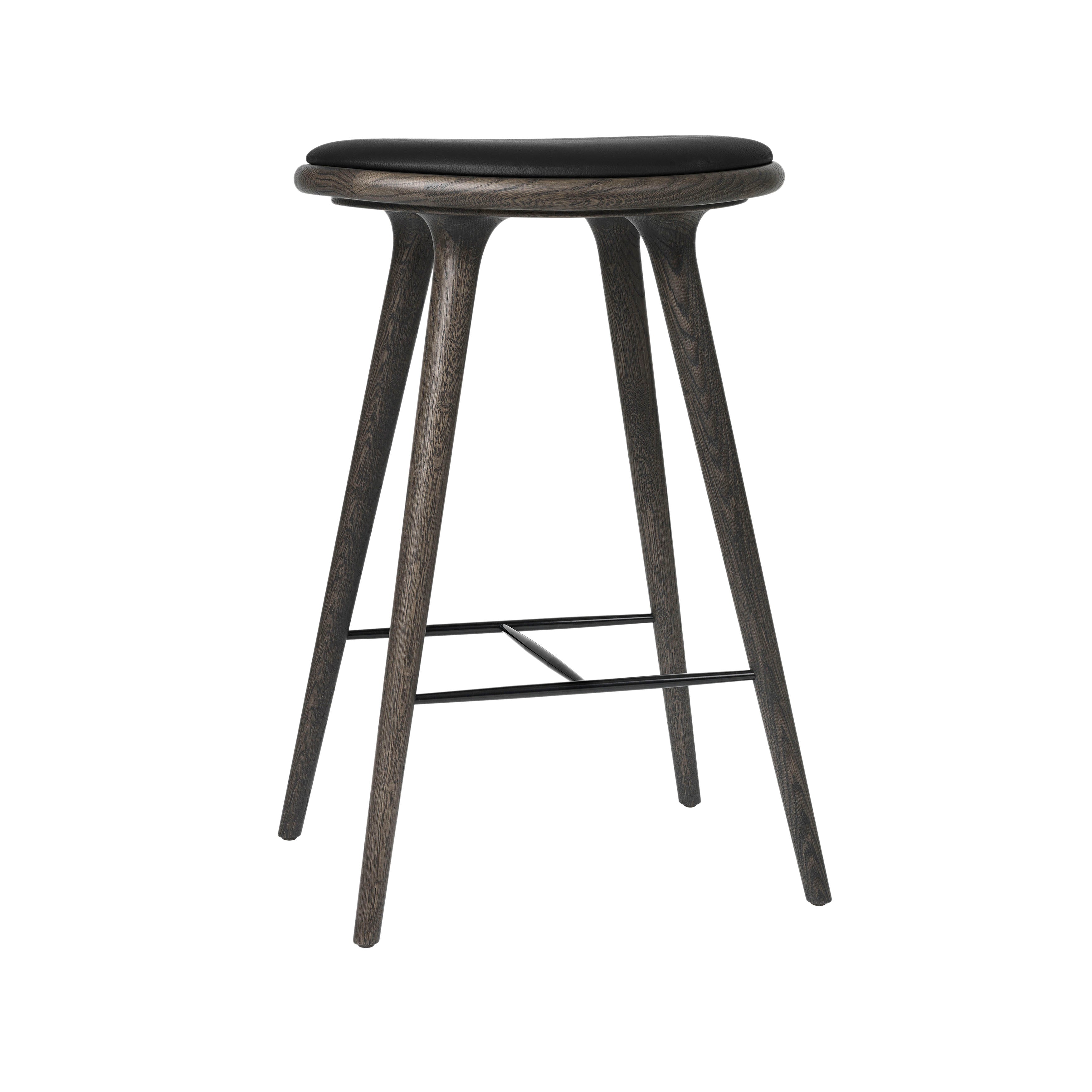 High Stool: Counter + Grey Stain Oak + Black Leather
