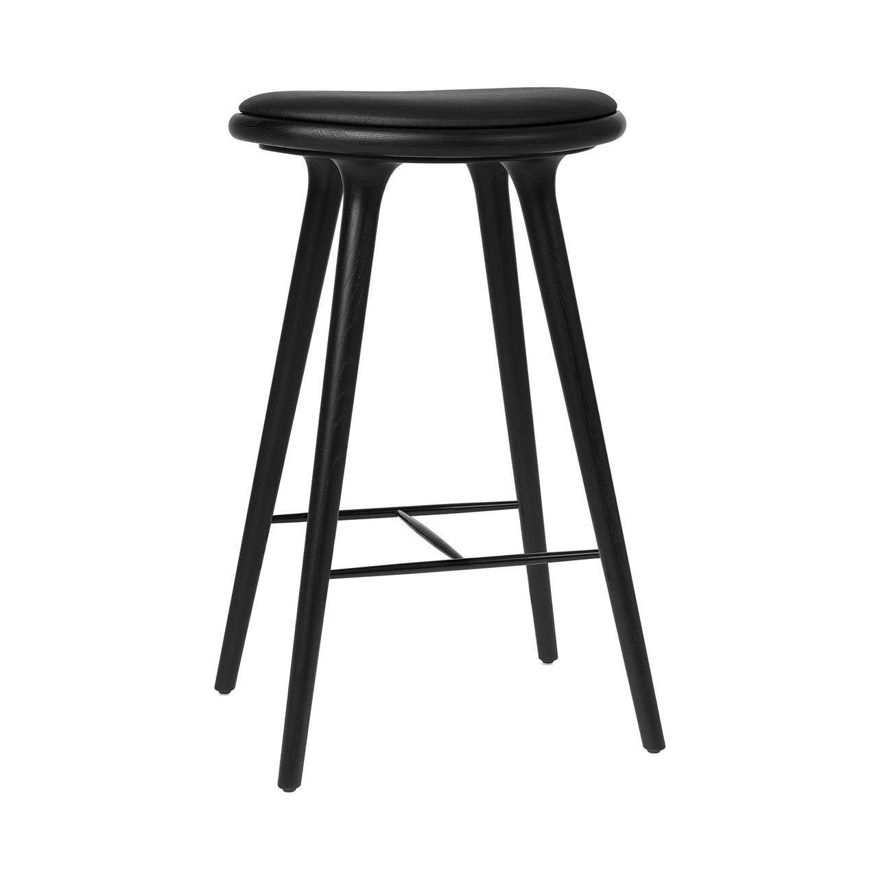 High Stool: Bar + Black Stained Oak + Black Leather