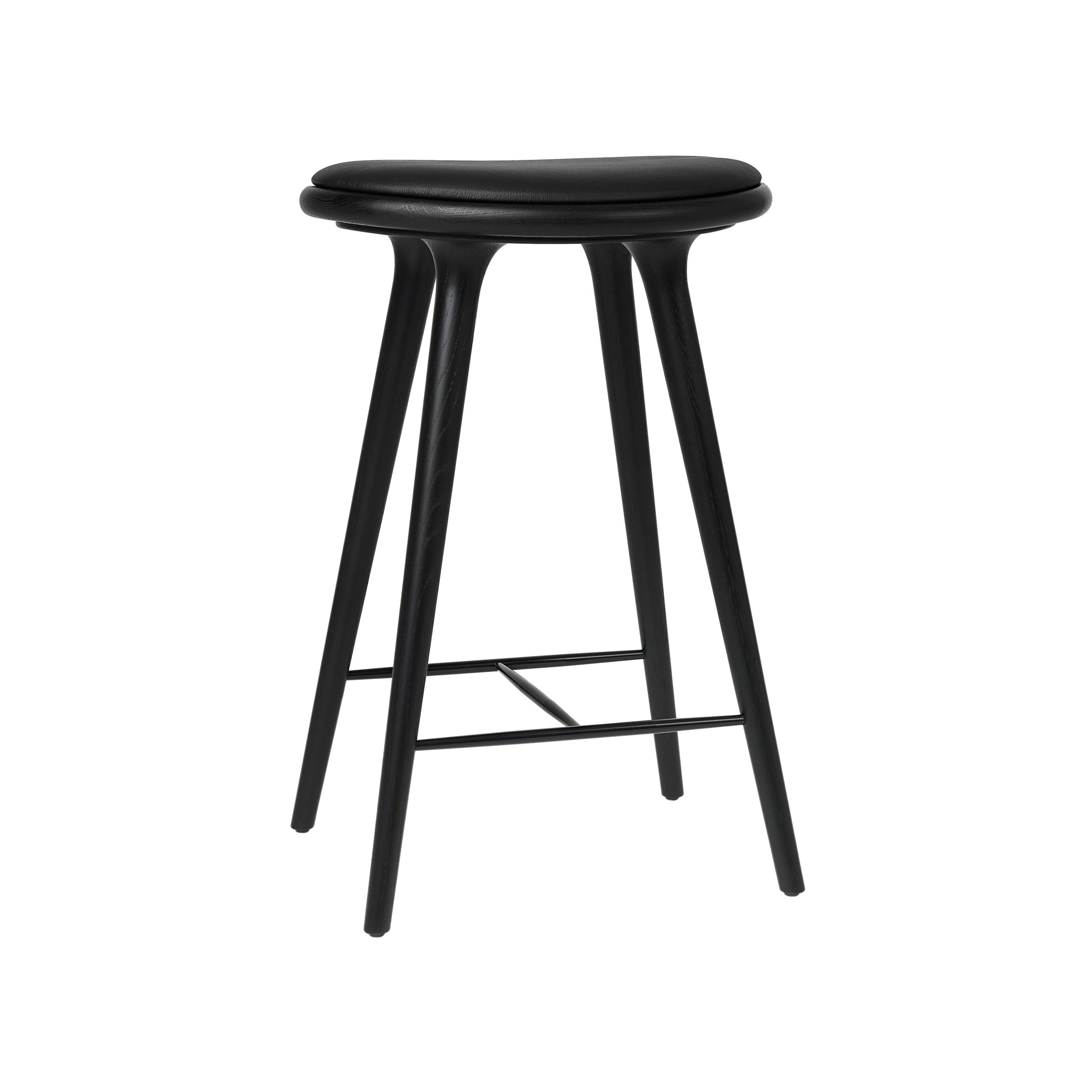 High Stool: Counter + Black Stained Oak + Black Leather