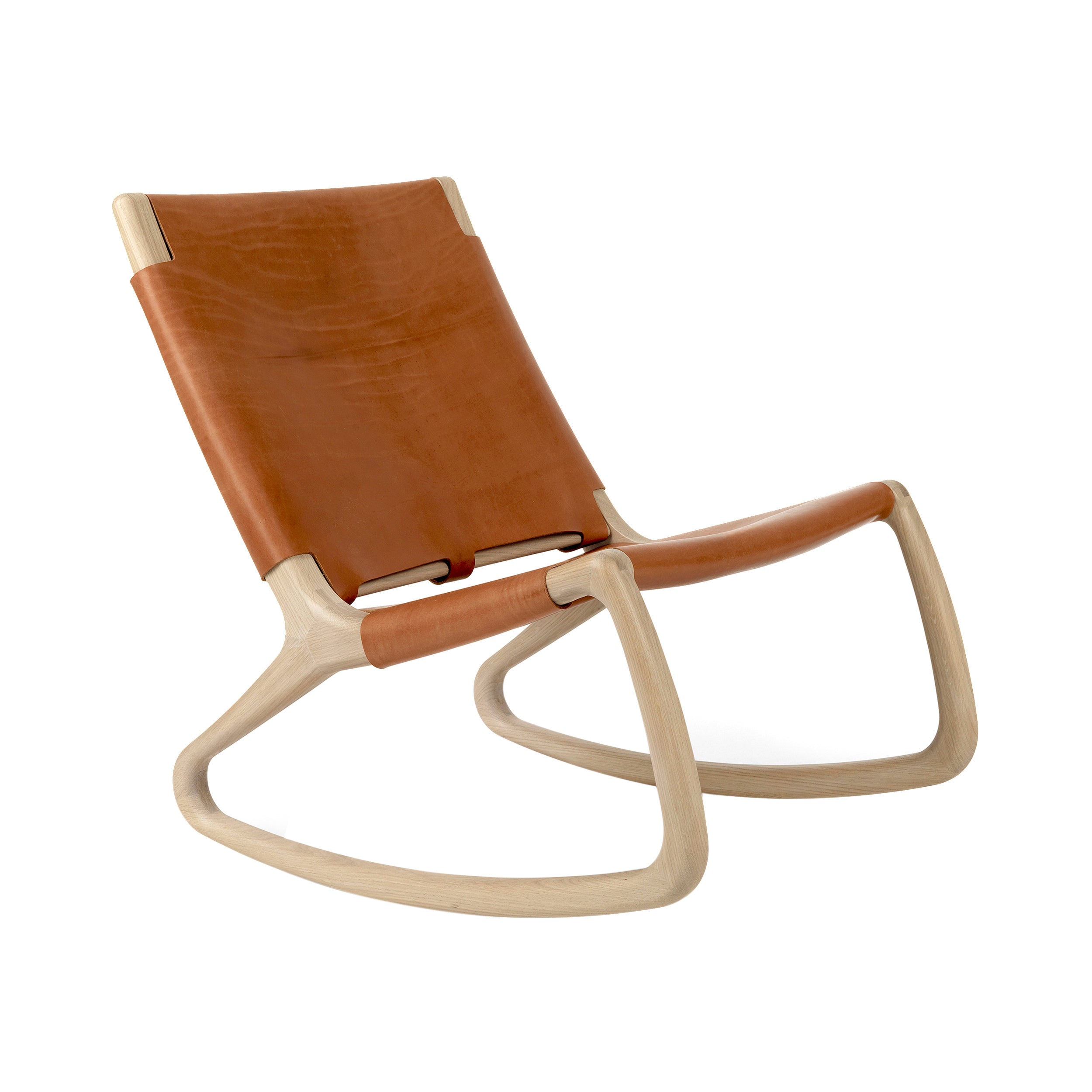 Rocker Chair: Matt Lacquered Oak + Harness Whiskey Leather