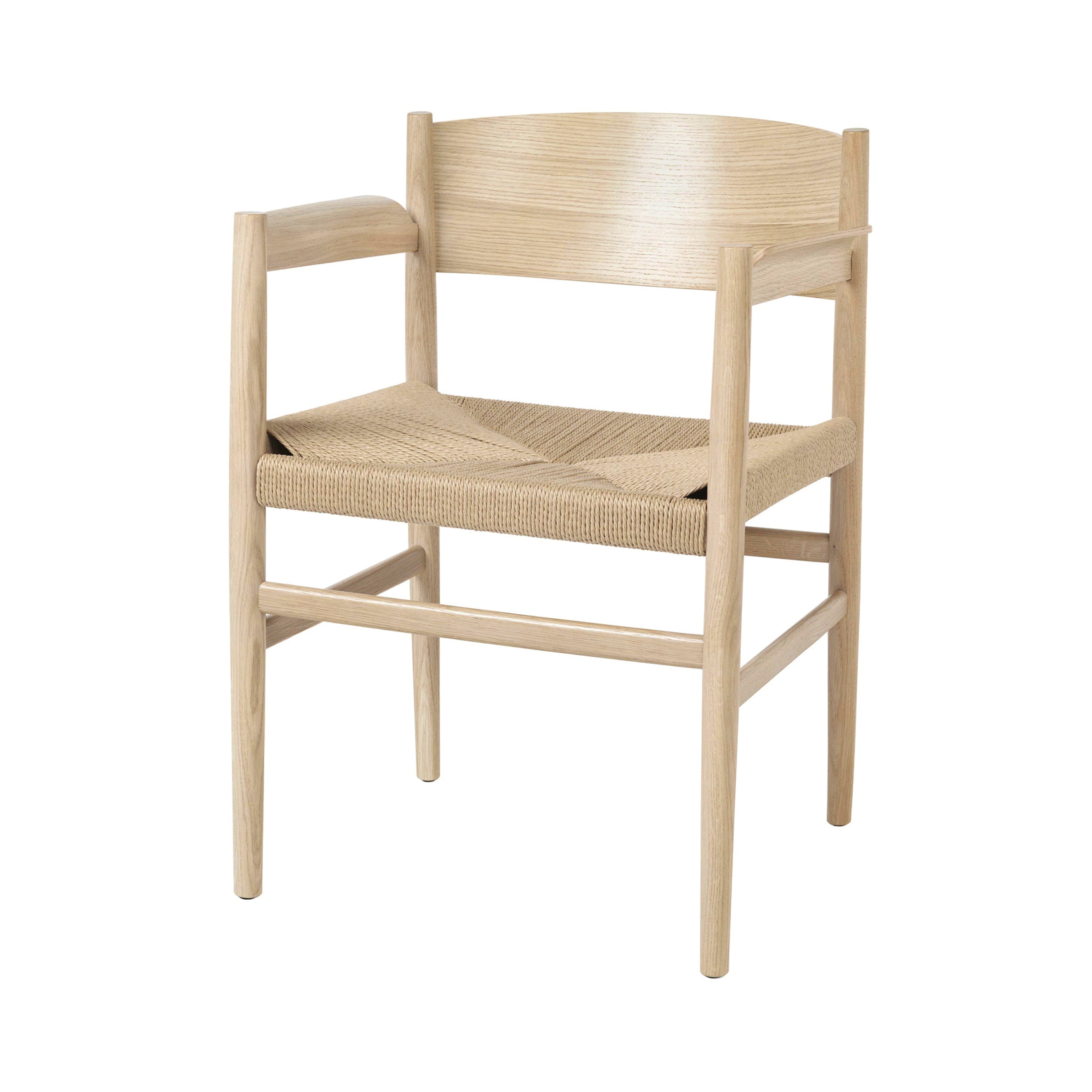 Nestor Chair: Matt Lacquered Oak + With Armrest