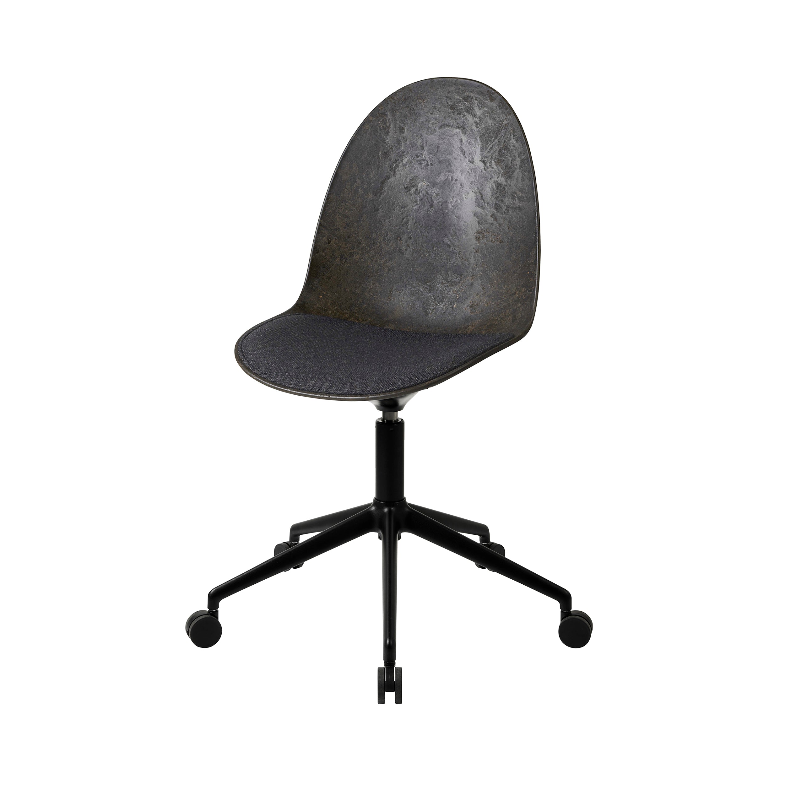 Eternity Swivel Chair with Castor: Seat Upholstered + Coffee Waste Black + Black