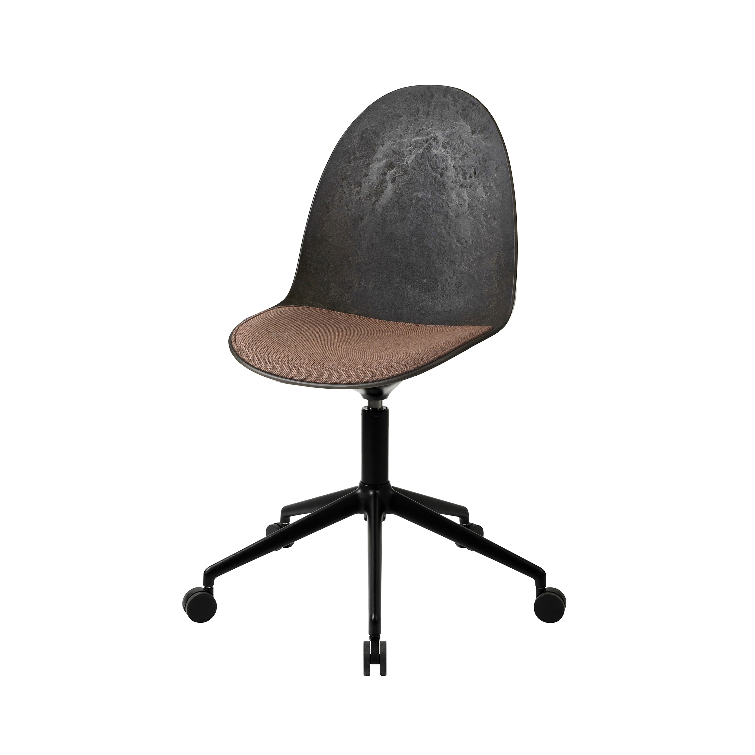 Eternity Swivel Chair with Castor: Seat Upholstered + Coffee Waste Black + Black
