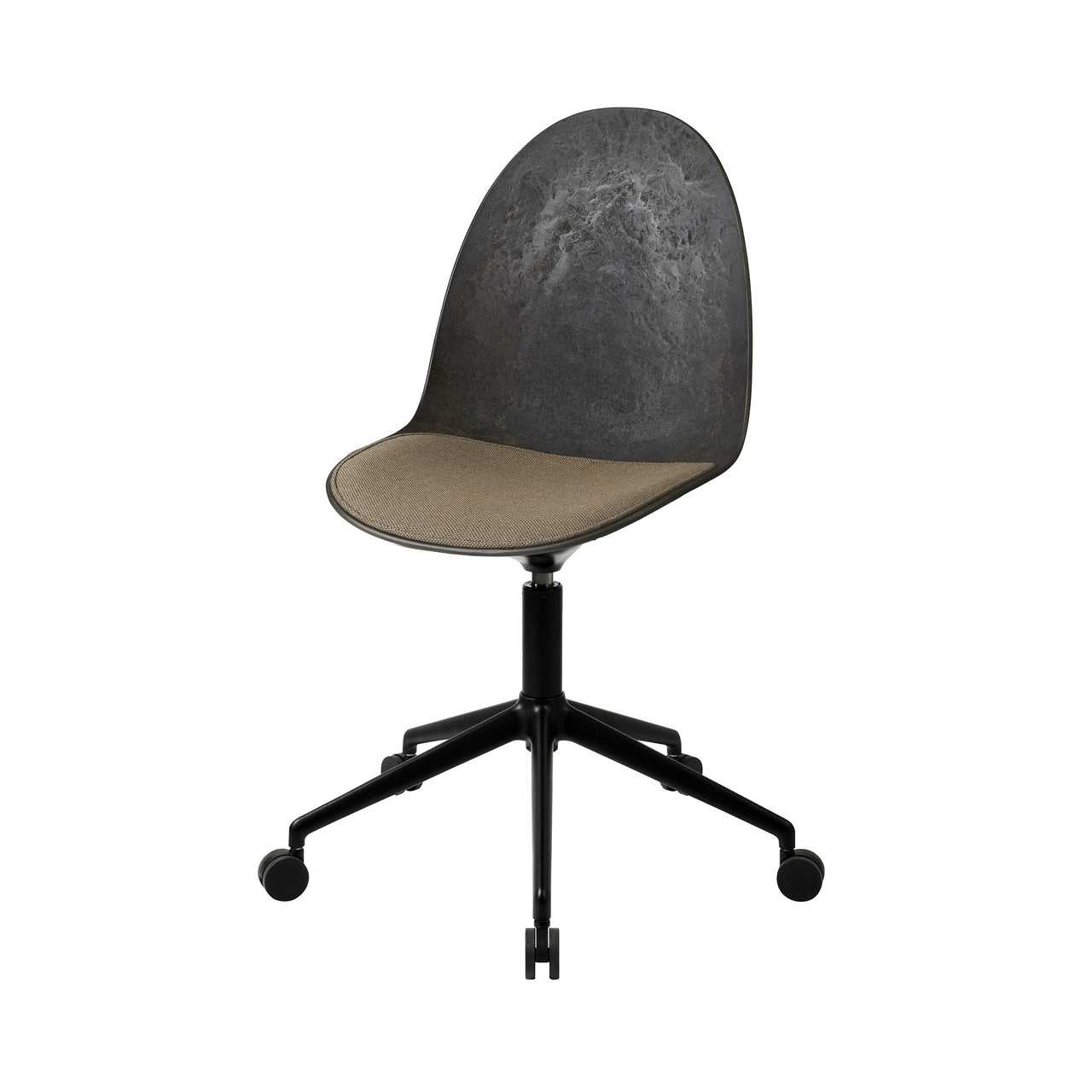 Eternity Swivel Chair with Castor: Seat Upholstered + Coffee Waste Black + Black