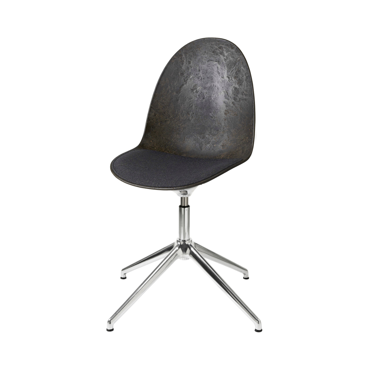 Eternity Swivel Chair: Seat Upholstered + Coffee Waste Black + Polished Aluminum