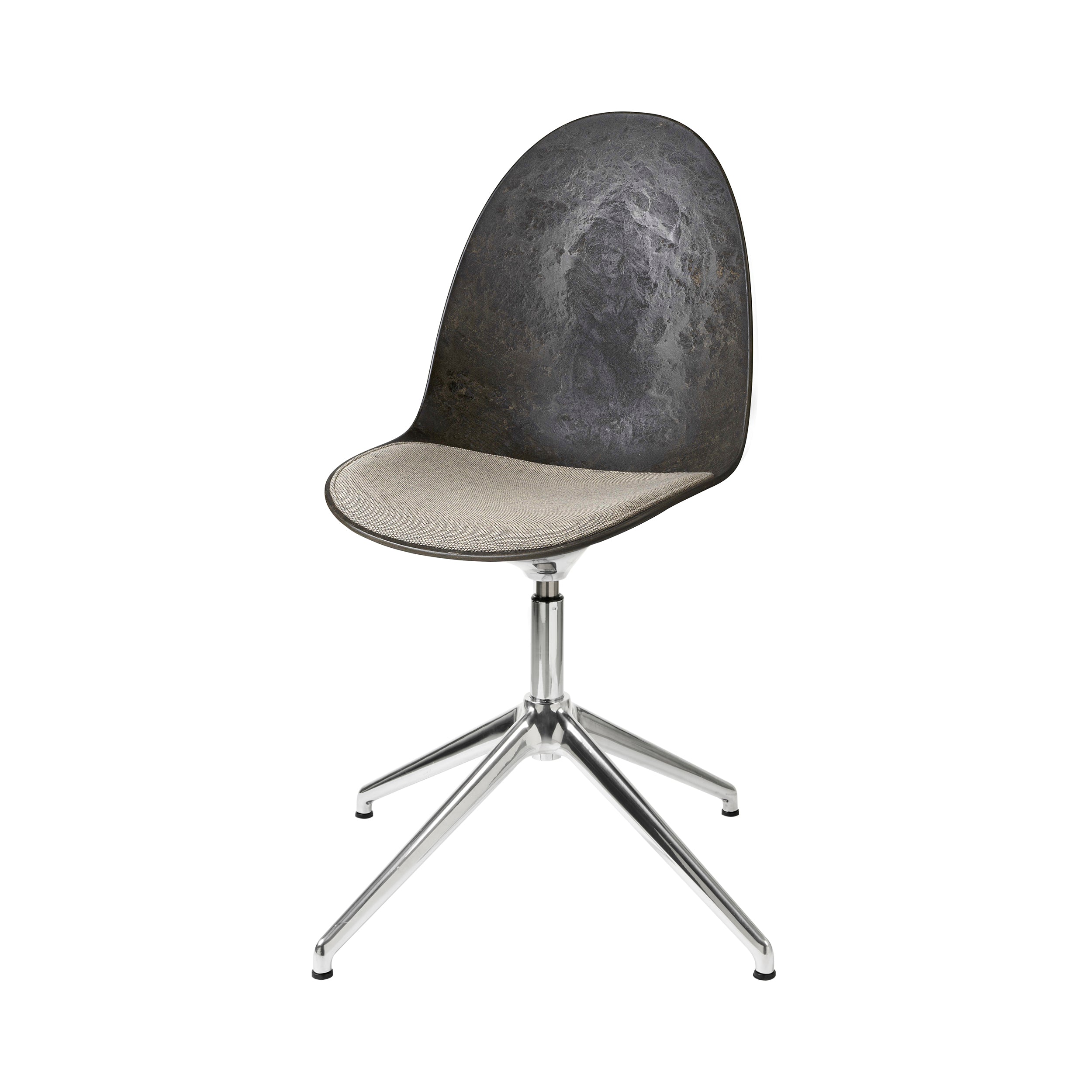 Eternity Swivel Chair: Seat Upholstered + Coffee Waste Black + Polished Aluminum