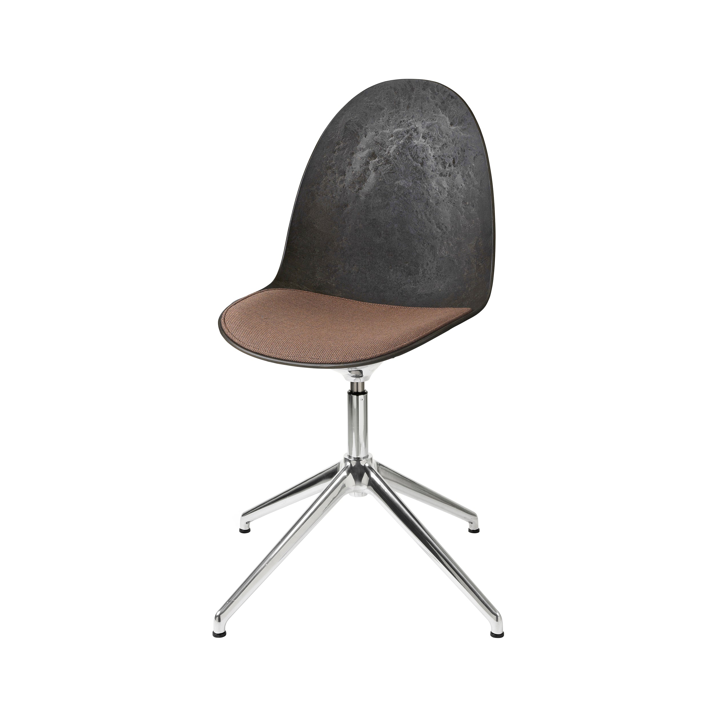 Eternity Swivel Chair: Seat Upholstered + Coffee Waste Black + Polished Aluminum