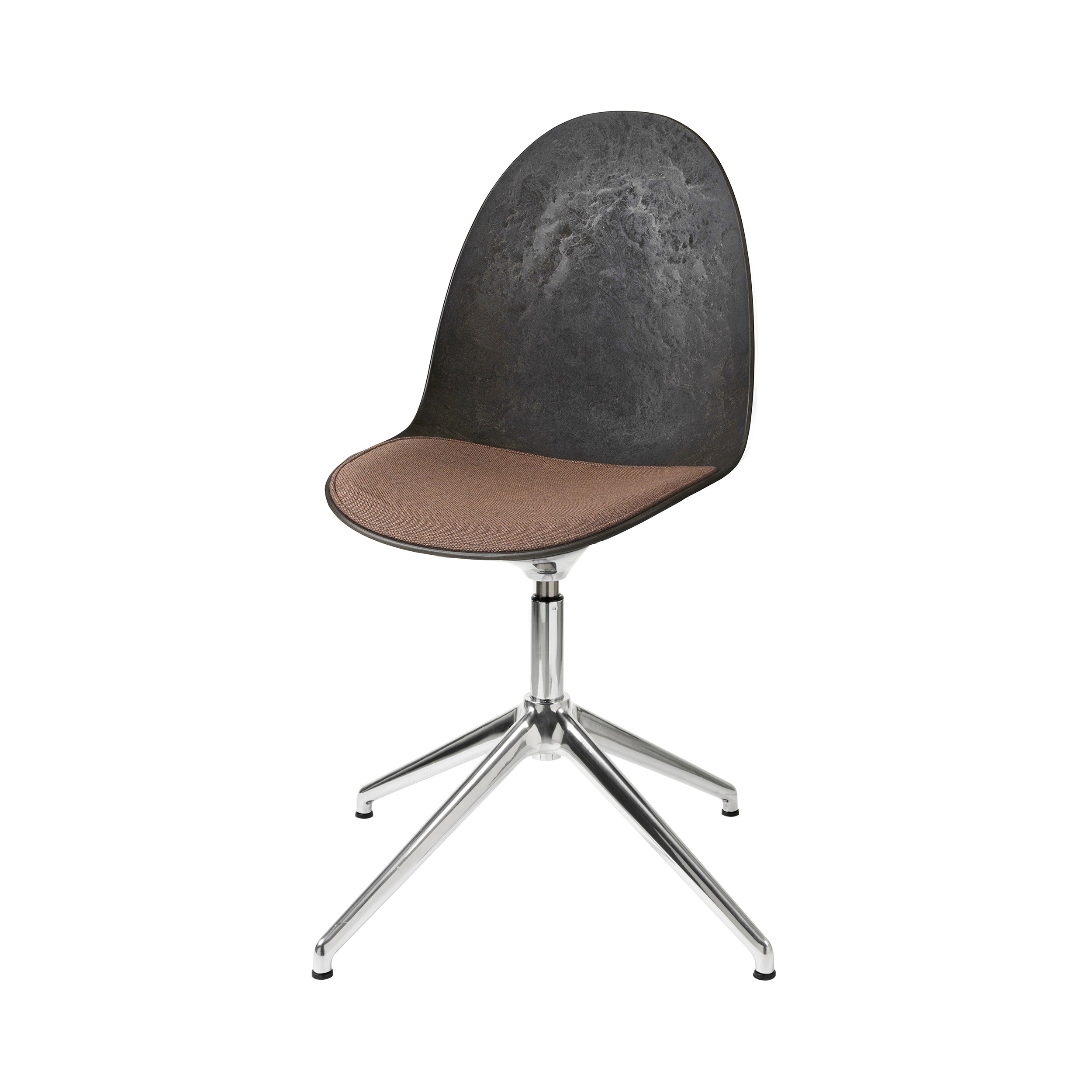Eternity Swivel Chair: Seat Upholstered + Coffee Waste Black + Polished Aluminum