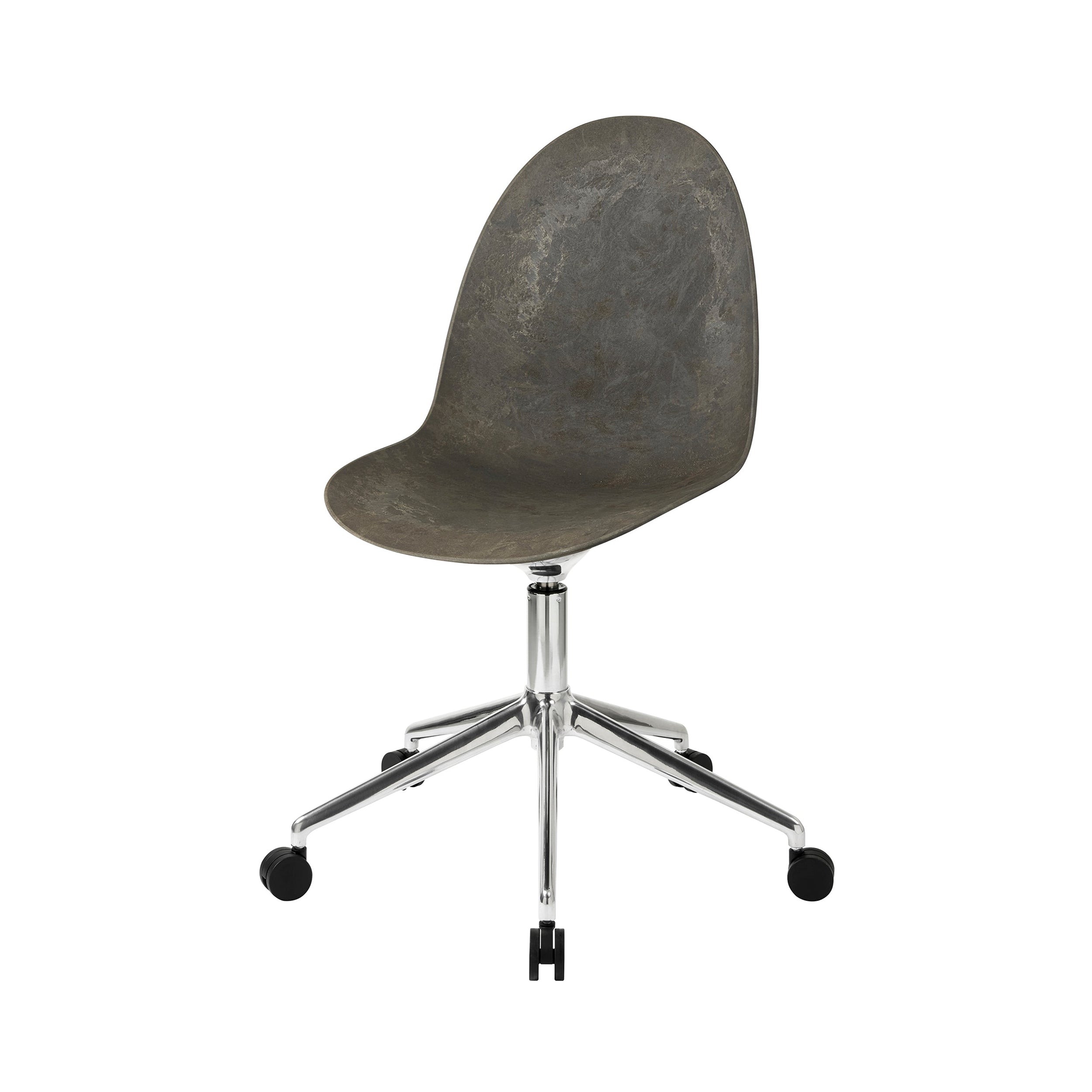 Eternity Swivel Chair with Castor: Coffee Waste Dark + Polished Aluminum