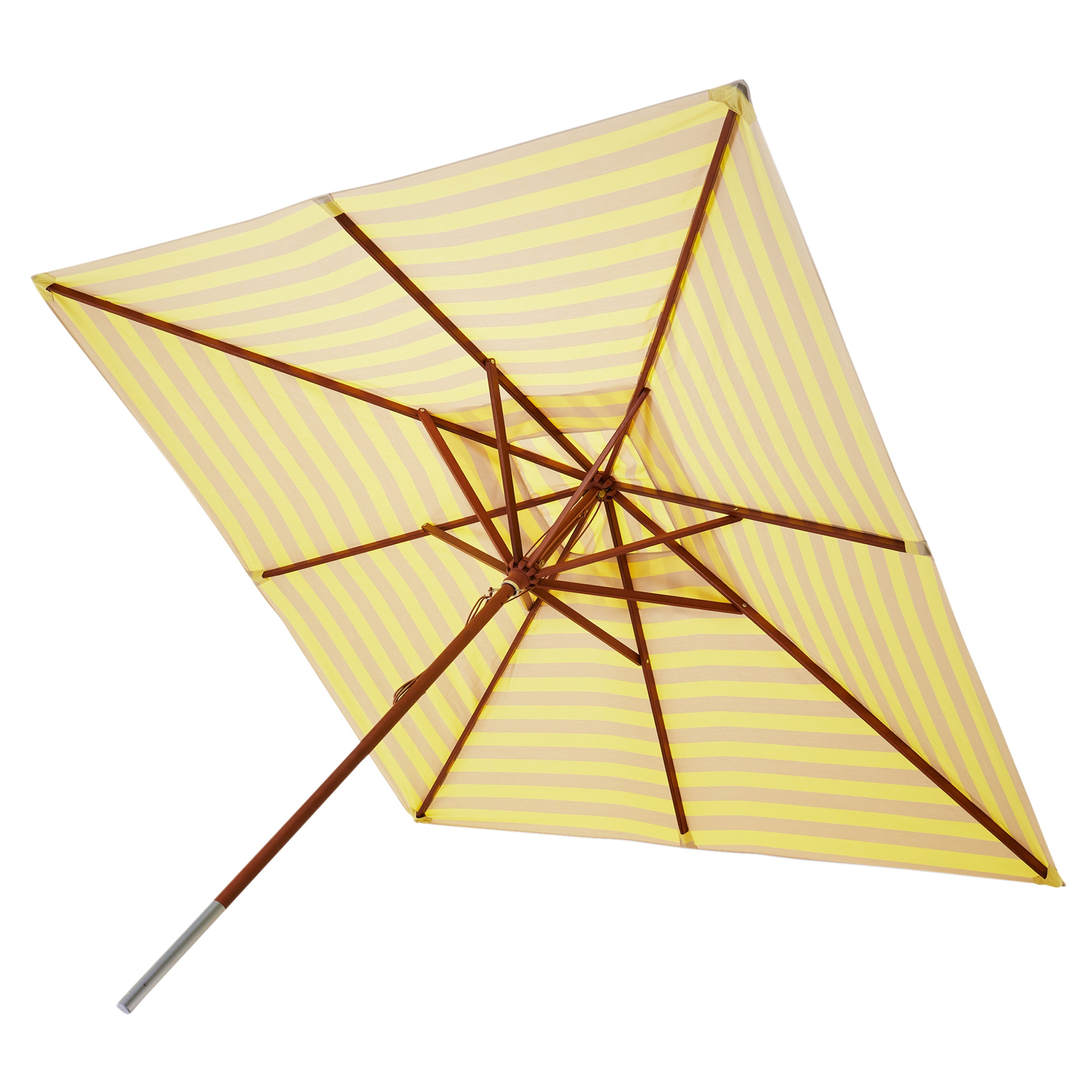 Messina Umbrella: Large + Square + Lemon + Sand Stripes + Without Base