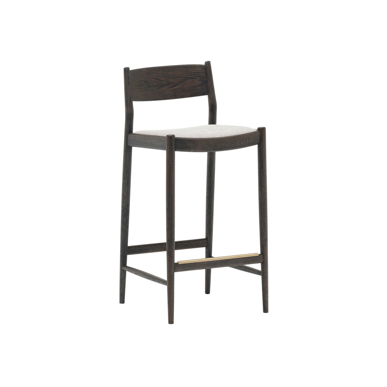 Minatomirai Cafe Bar + Counter Stool N-BS01: Upholstered + Counter + Smoked Oak