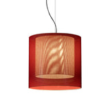 Moaré Pendant Lamp: Large (Double Shade) + Red + White