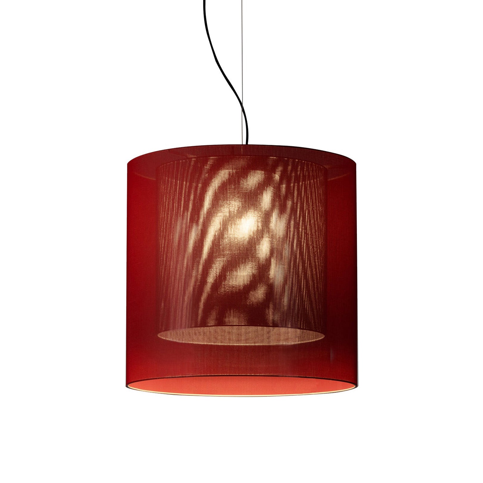 Moaré Pendant Lamp: Large (Double Shade) + Red + Grey