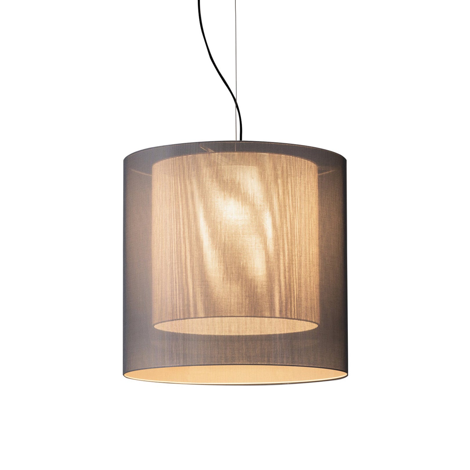 Moaré Pendant Lamp: Large (Double Shade) + Grey + White