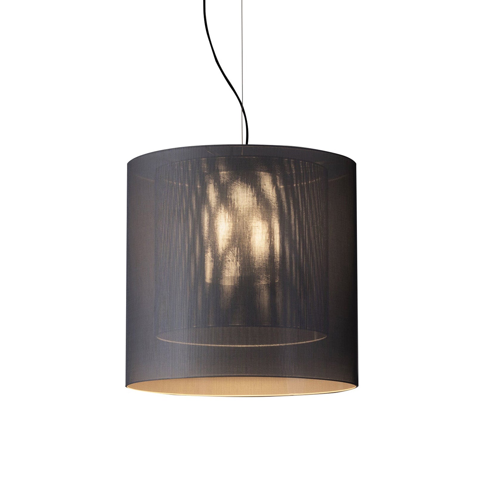 Moaré Pendant Lamp: Large (Double Shade) + Grey + Black