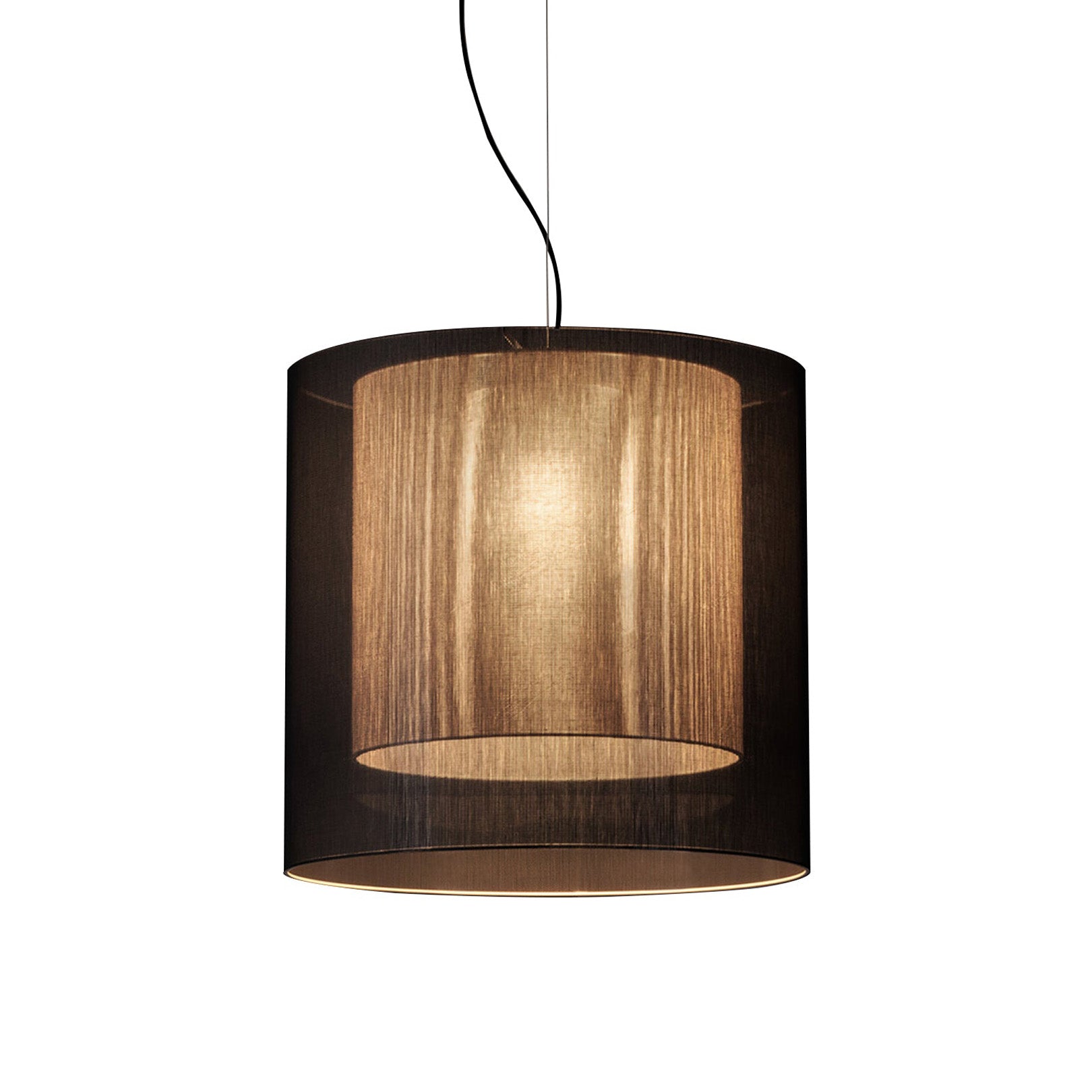 Moaré Pendant Lamp: Large (Double Shade) + Black + White
