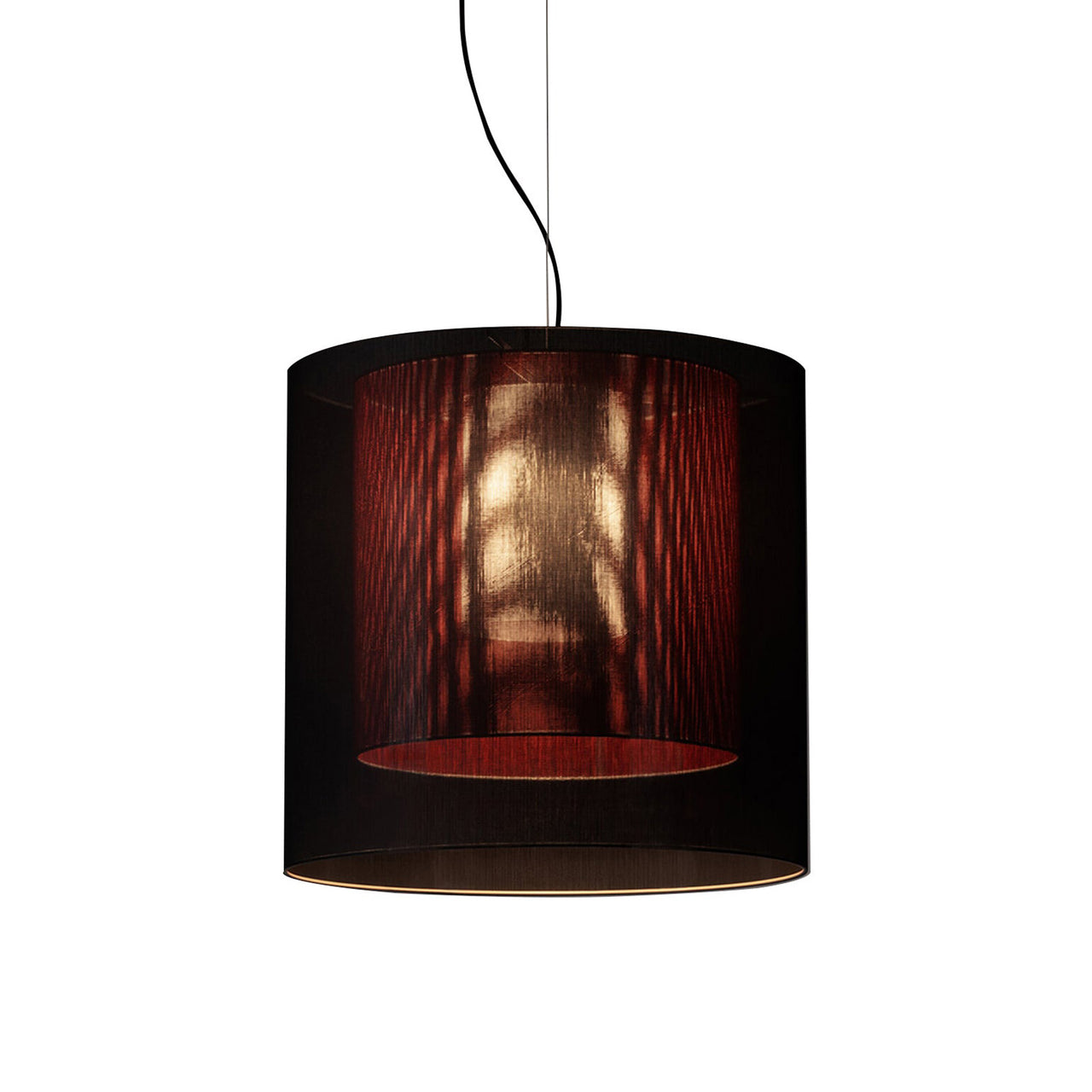 Moaré Pendant Lamp: Large (Double Shade) + Black + Red