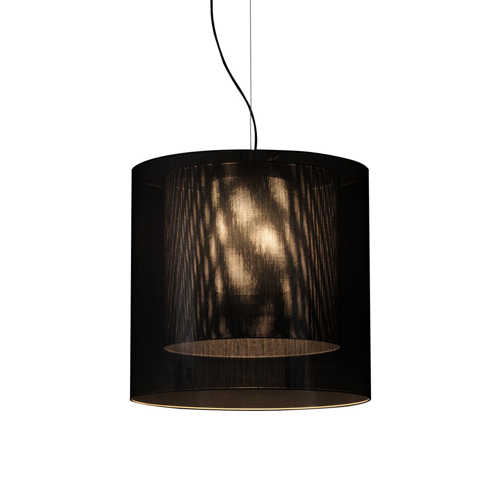 Moaré Pendant Lamp: Large (Double Shade) + Black + Grey