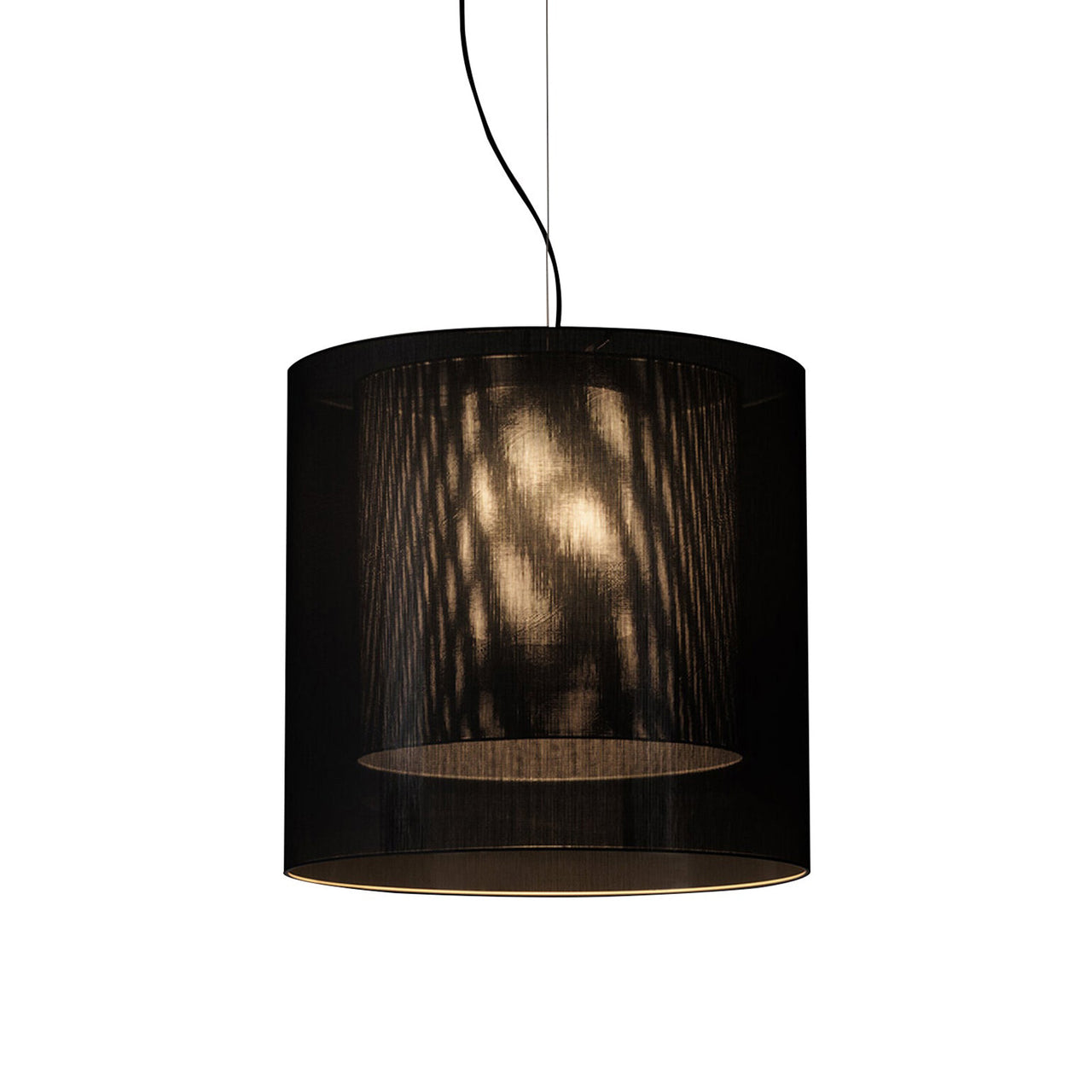 Moaré Pendant Lamp: Large (Double Shade) + Black + Grey