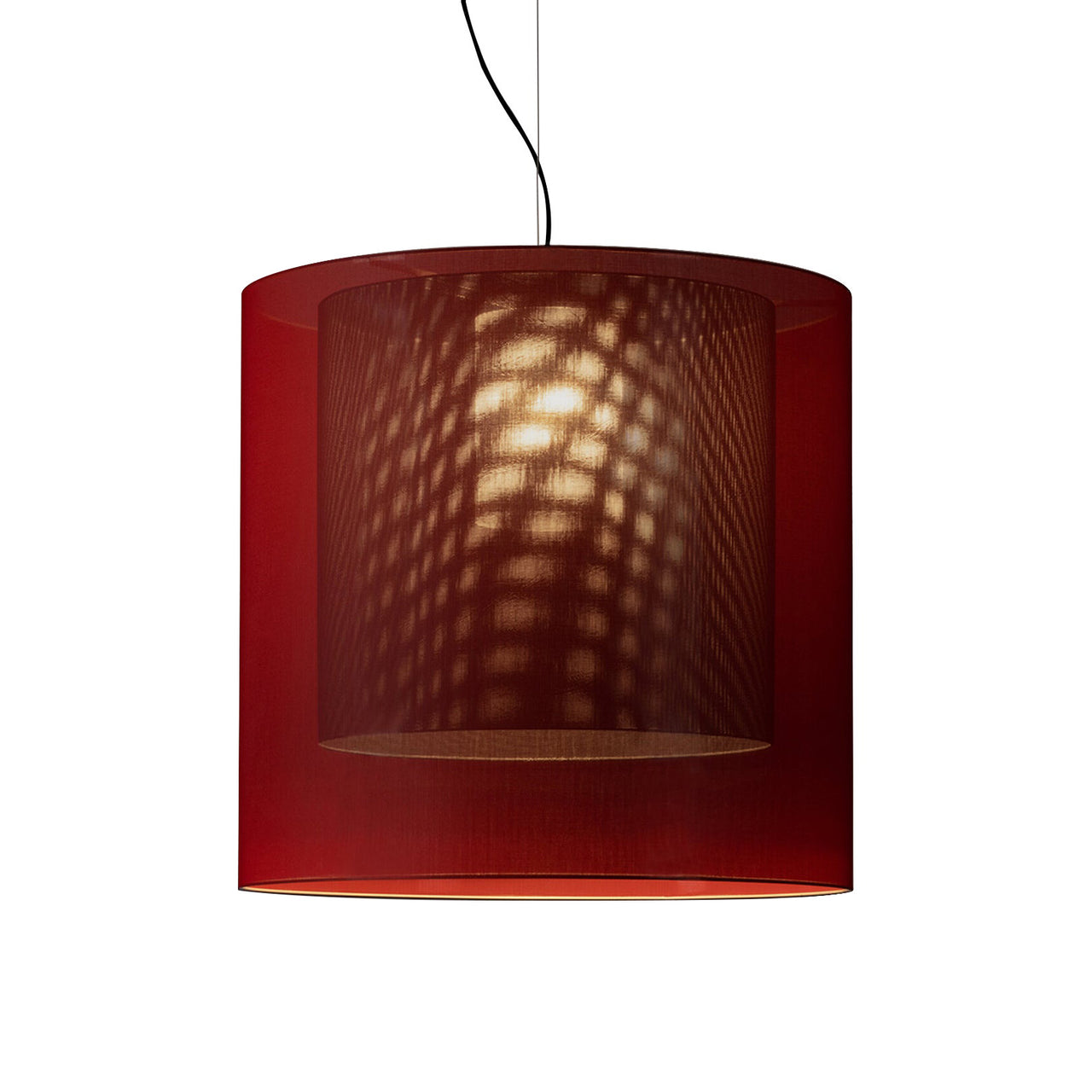 Moaré Pendant Lamp: Extra Large (Double Shade) + Red + Black