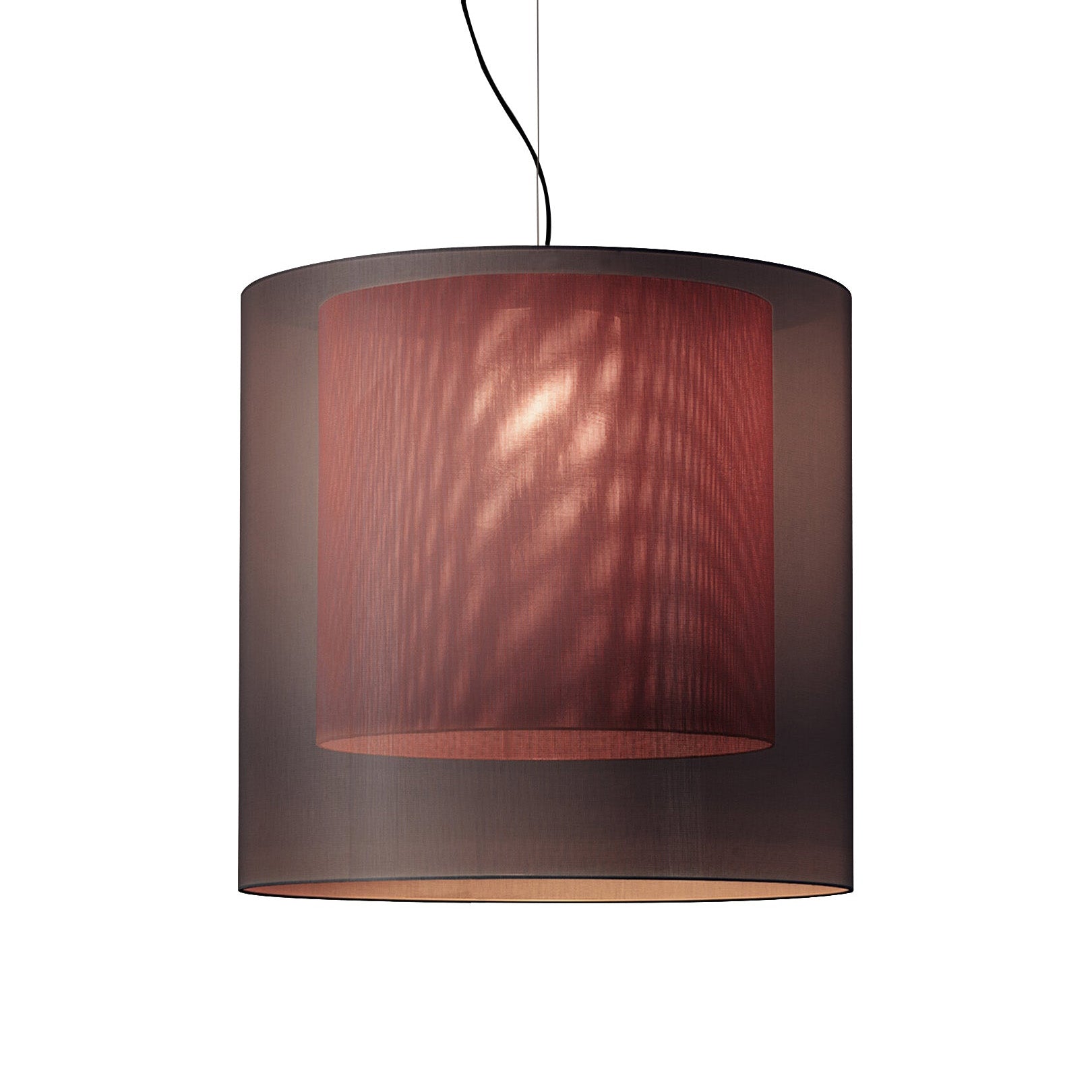 Moaré Pendant Lamp: Extra Large (Double Shade) + Grey + Red