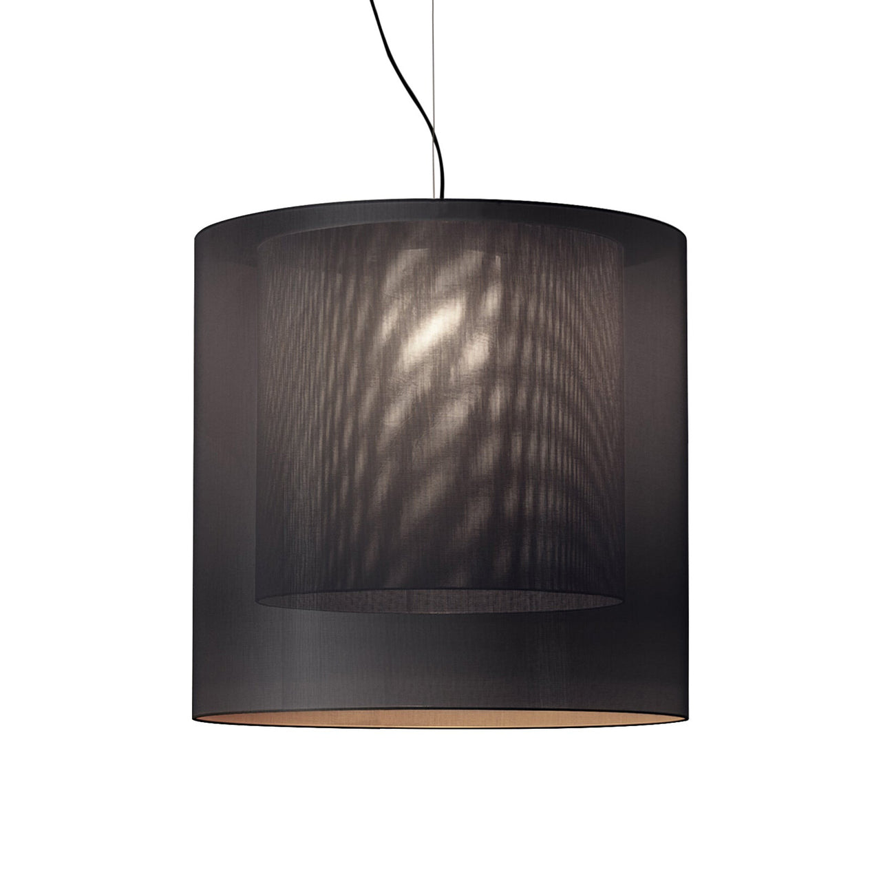Moaré Pendant Lamp: Extra Large (Double Shade) + Grey + Black
