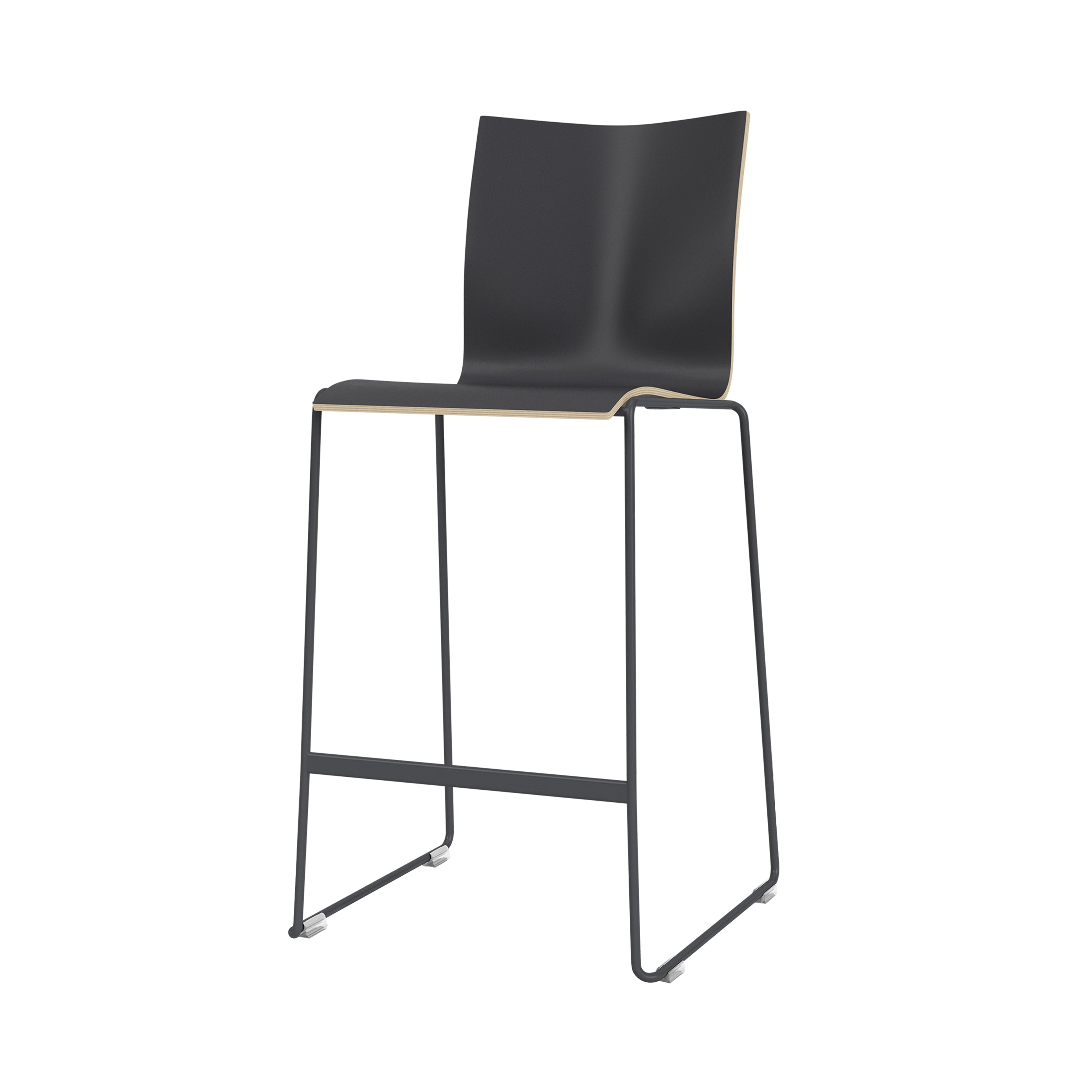 Chairik 119 Counter Chair: Sled Base + Black Melamine + Powder Coated Black