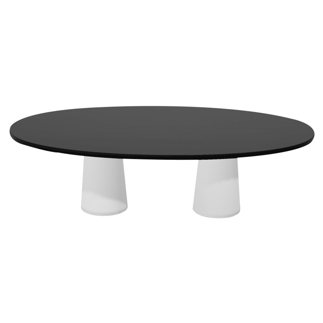 Container Oval Table: Large + Cable Feed + Black Stained + White