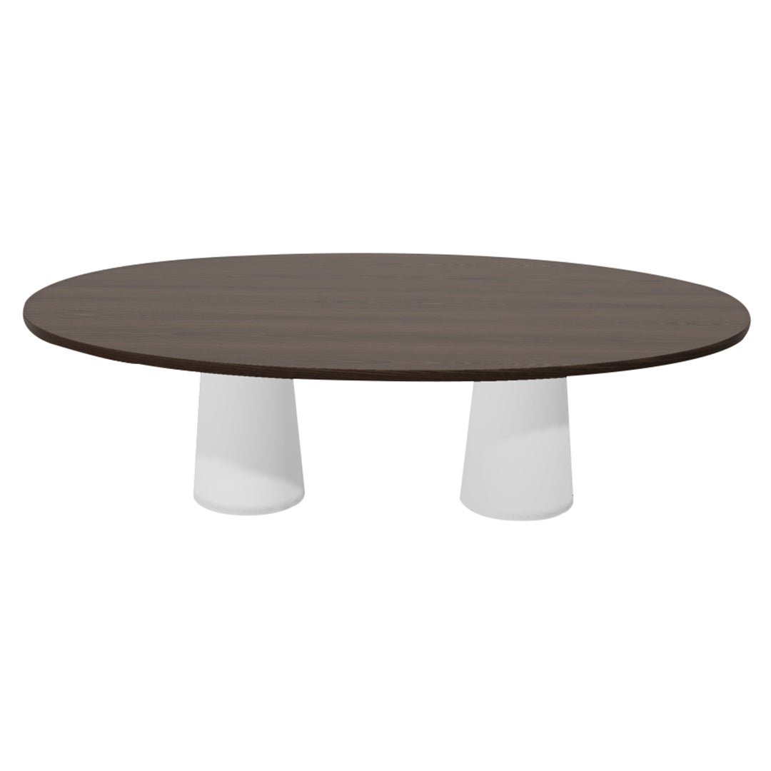 Container Oval Table: Large + Cable Feed + Cinnamon Stained + White