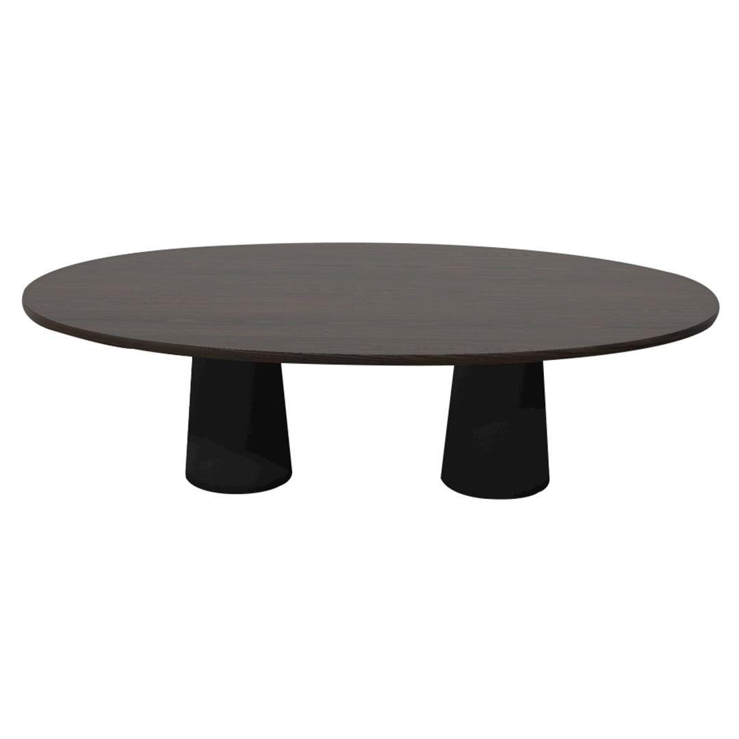Container Oval Table: Large + Cable Feed + Grey Stained + Black