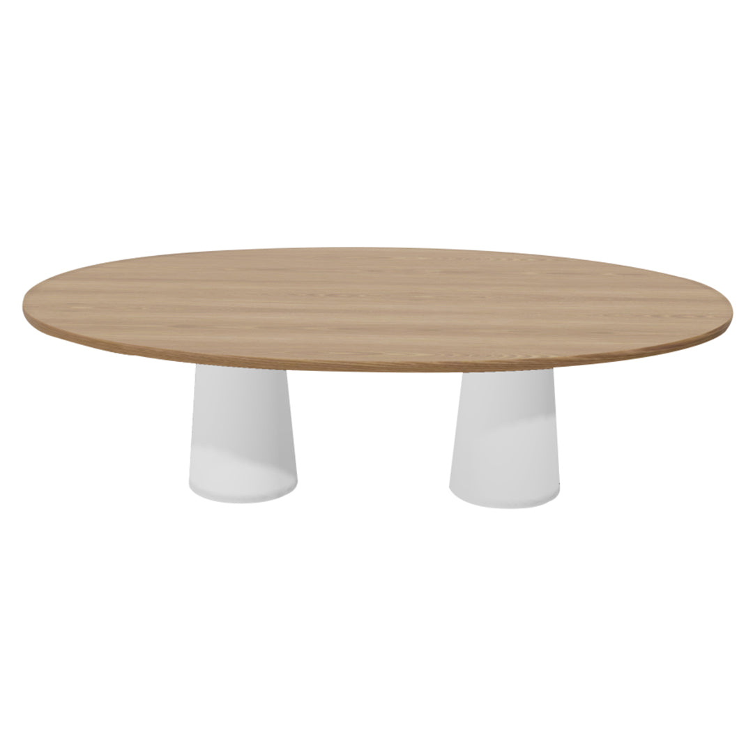 Container Oval Table: Large + Cable Feed + Natural Oil + White
