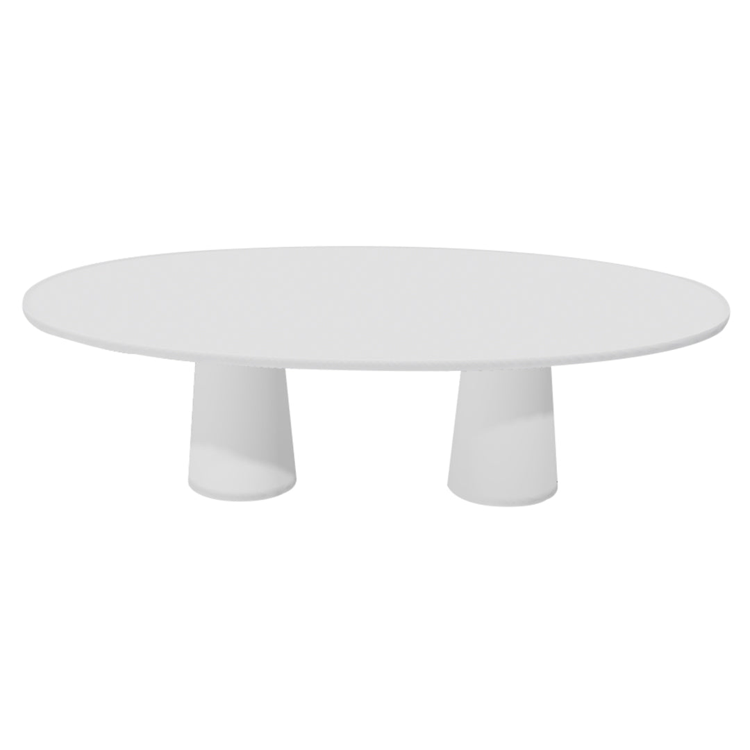 Container Oval Table: Large + Cable Feed + Traffic White + White