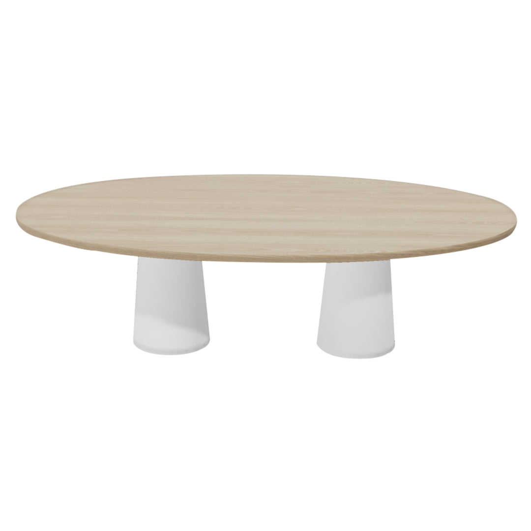Container Oval Table: Large + Cable Feed + White Wash Stained + White