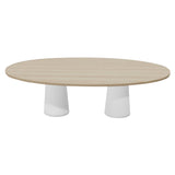 Container Oval Table: Large + Cable Feed + White Wash Stained + White